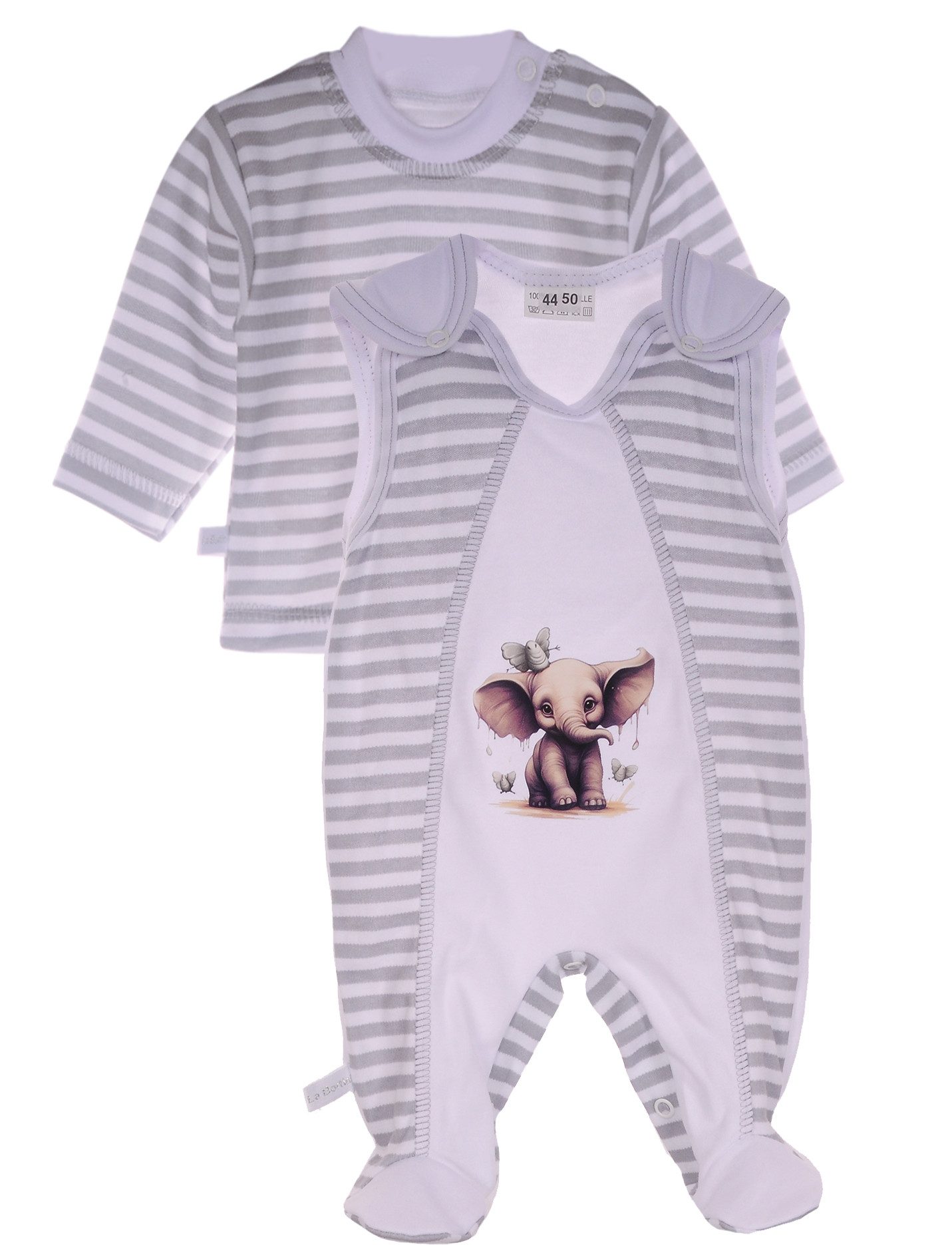 Strampler Baby Stramplerhose Langarmshirt Erstlingsset in Weiß