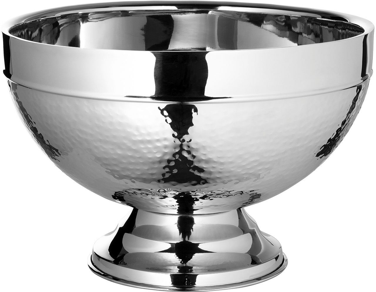 Fink Wein- und Sektkühler Punchbowl NASSAU, mit feiner Hammerschlagstruktur, aus Edelstahl, Höhe 21,5 cm x Ø 32 cm