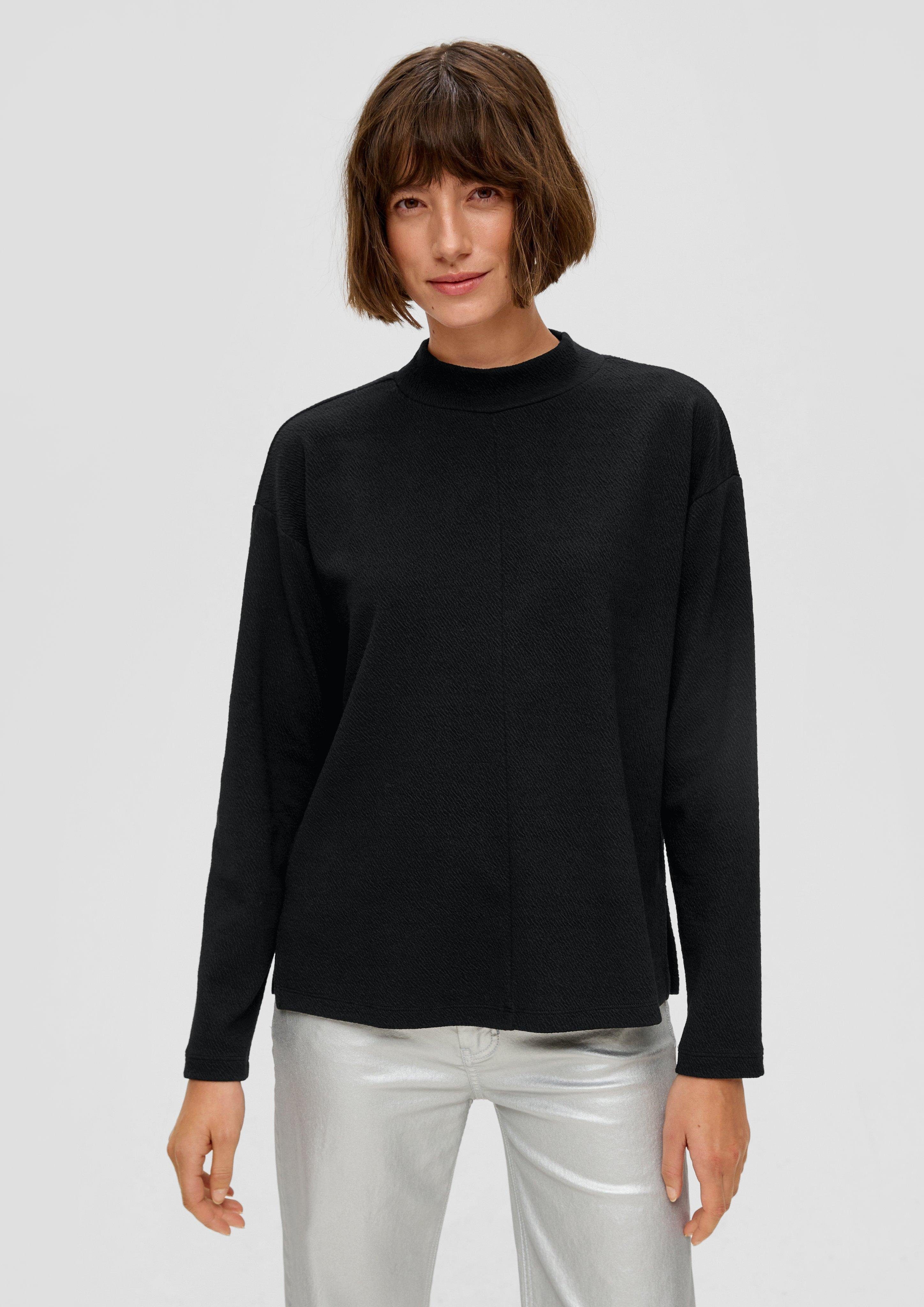 s.Oliver Sweatshirt Doubleface-Sweatshirt mit Musterstruktur Teilungsnähte schwarz