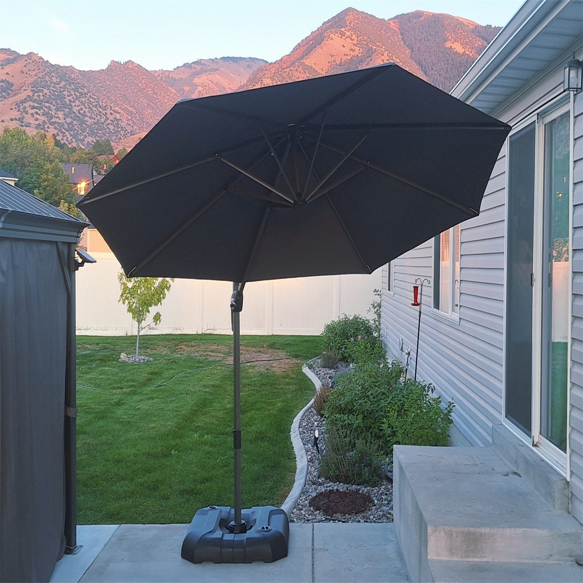 PURPLE LEAF Sonnenschirm Runder Terrassenschirm, Alu Balkonschirm, Groß Ampelschirm, LxB: 300,00x300,00 cm, 360°Rotation, Sonnenschutz UV50+, für Garten, Terrasse