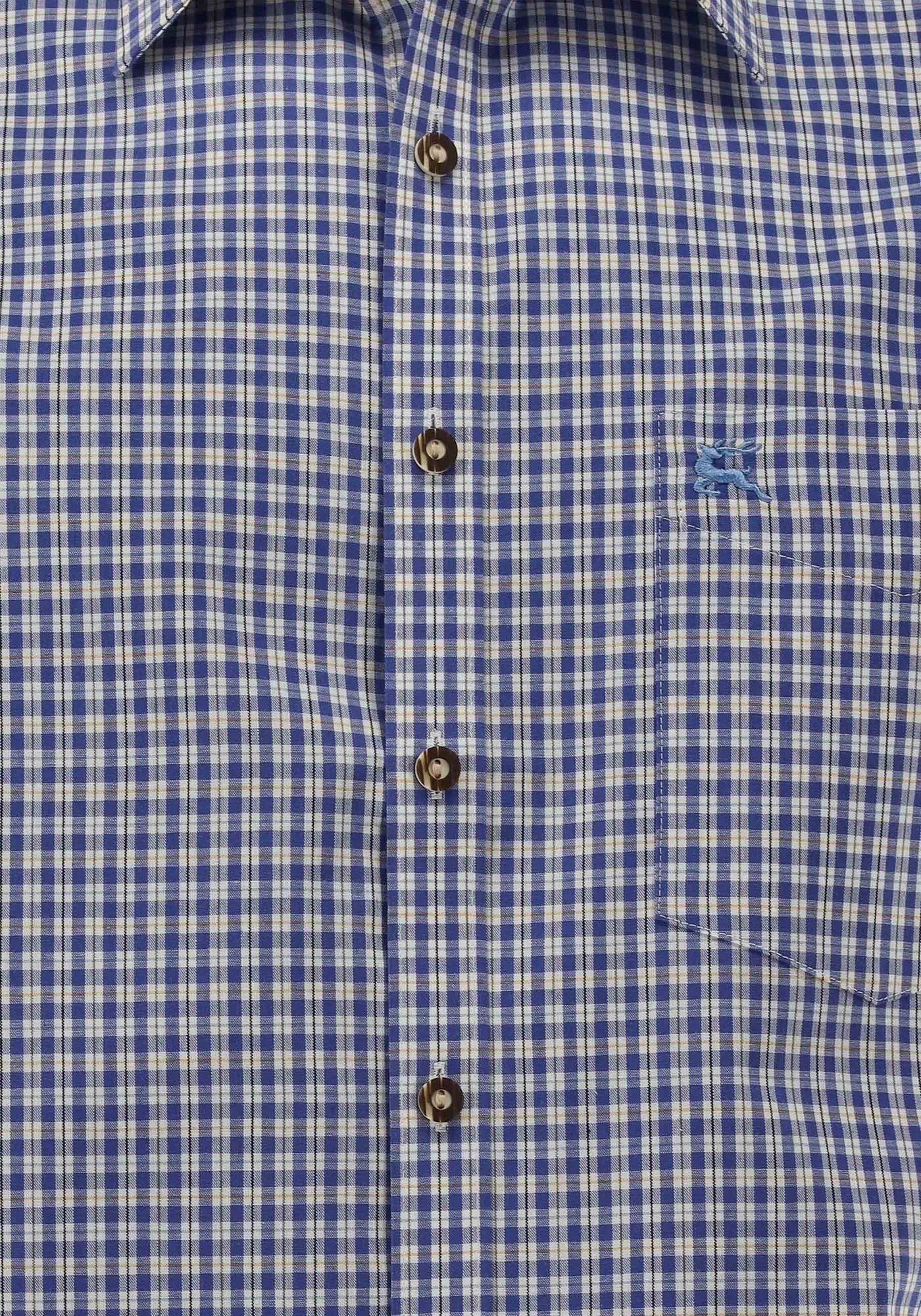 Brusttasche mit OS-Trachten Trachtenhemd Kurzarmhemd aufgesetzter Rhadi kornblau