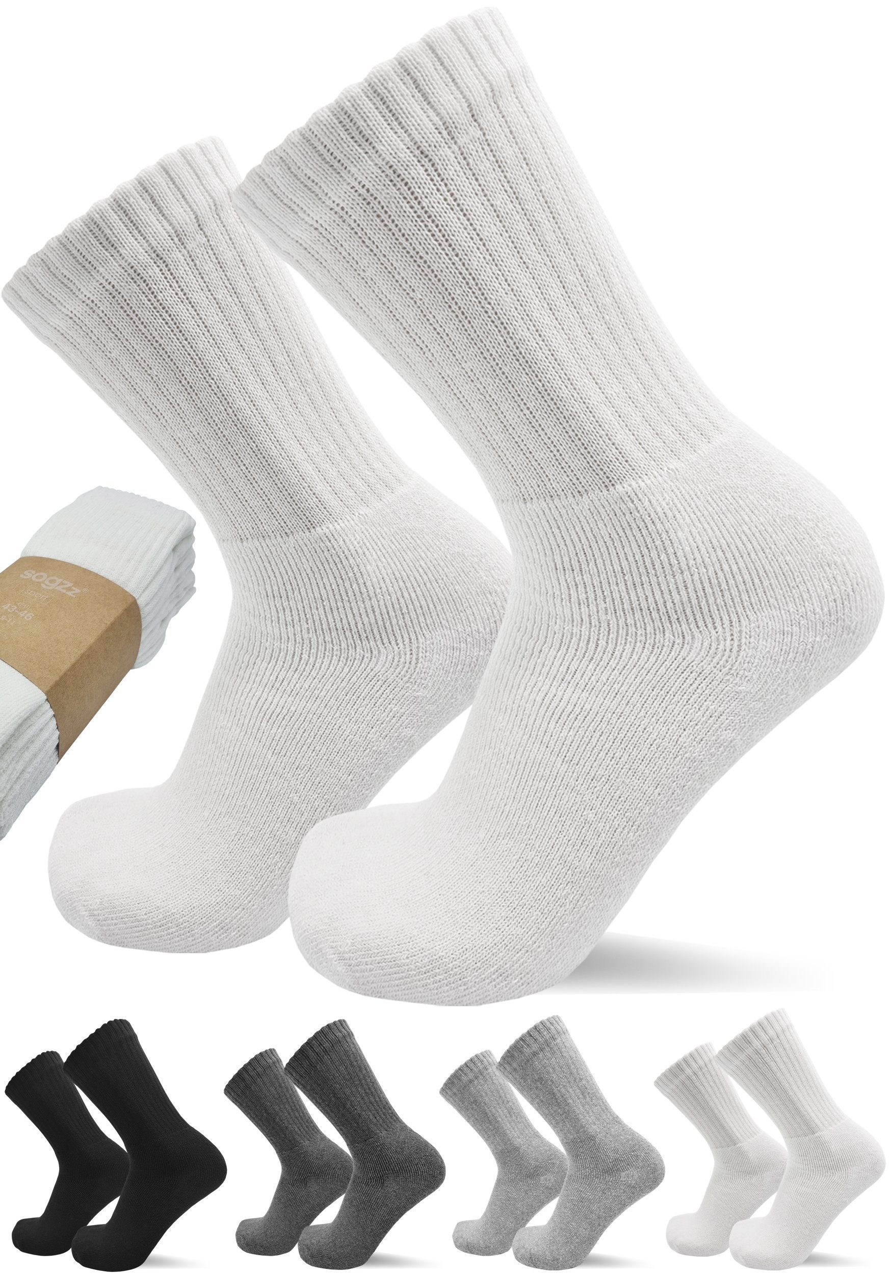 sogzz Tennissocken 5-30 Paar Sportsocken 80% Baumwolle Arbeitssocken Herren Damen (Modell: Sport Basic, 10-Paar)