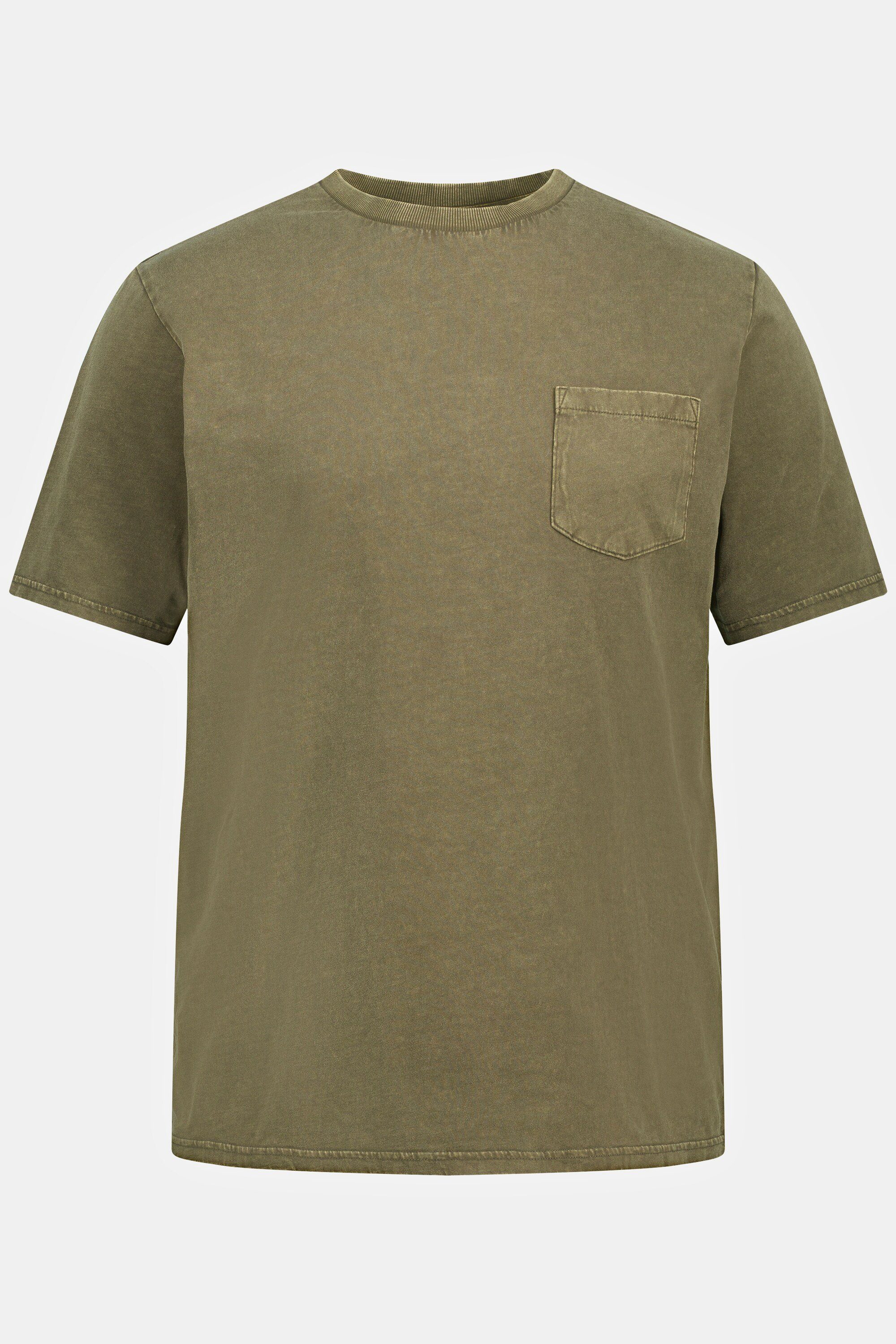 JP1880 T-Shirt T-Shirt Halbarm Brusttasche Rundhals grün