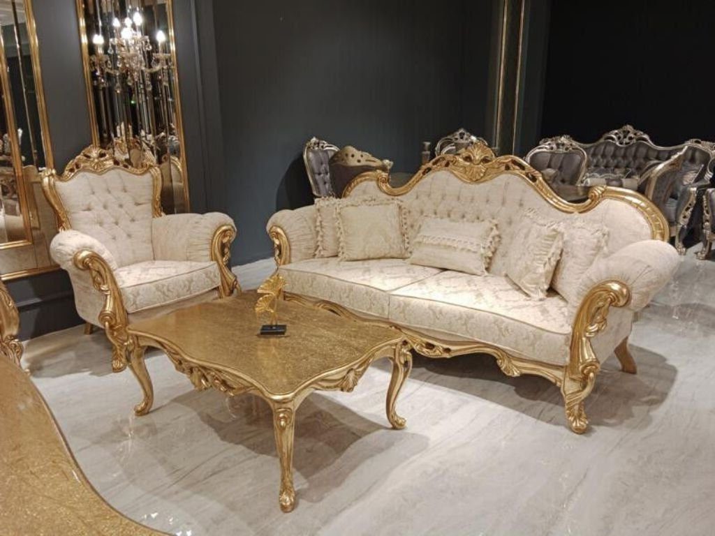 Xlmoebel Polstergarnitur Chesterfield Barock Stil Sofa Set 3+3+1 Plätze 3-teilig., (3-tlg), Hergestellt in Europa