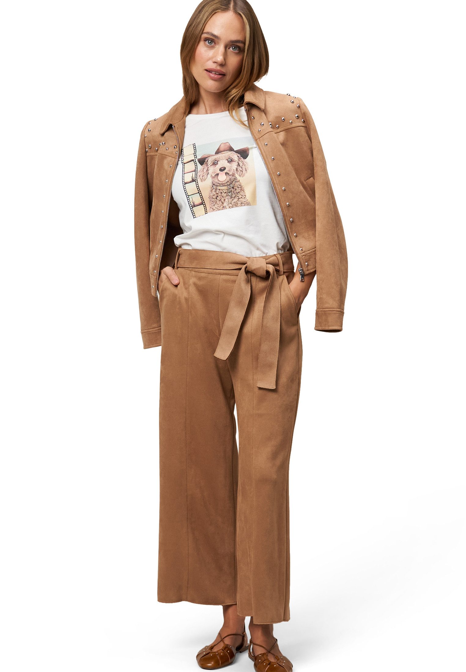 Zero Kurzarmshirt Damen mit Hundemotiv (1-tlg) Plain/ohne Details