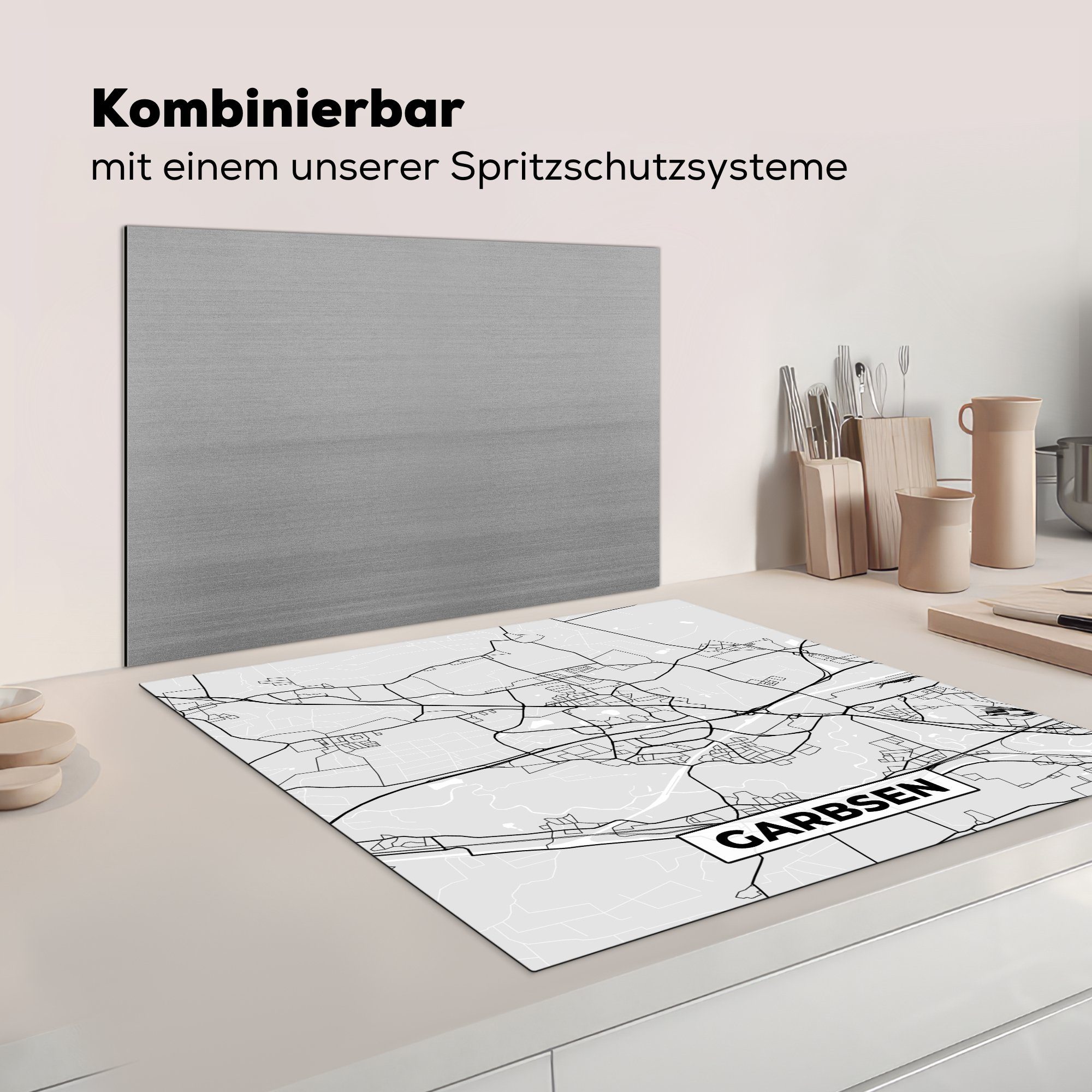 Arbeitsplatte cm, tlg), Karte Stadtplan, Deutschland Vinyl, 78x78 für (1 Garbsen küche Herdblende-/Abdeckplatte - MuchoWow - Ceranfeldabdeckung, -