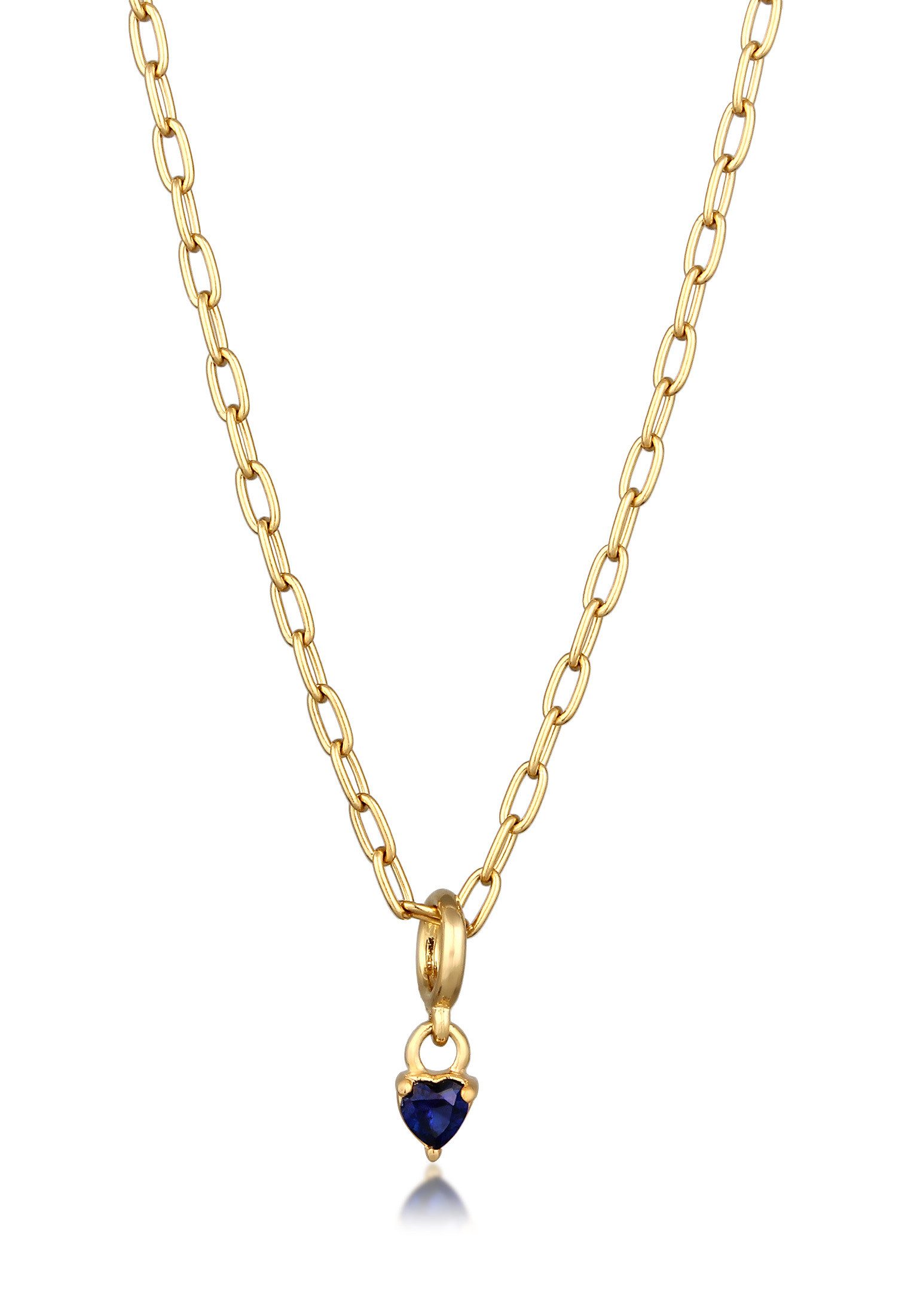 Kette mit Anhänger Herz Saphir Dunkelblau 925 Sterling Silber