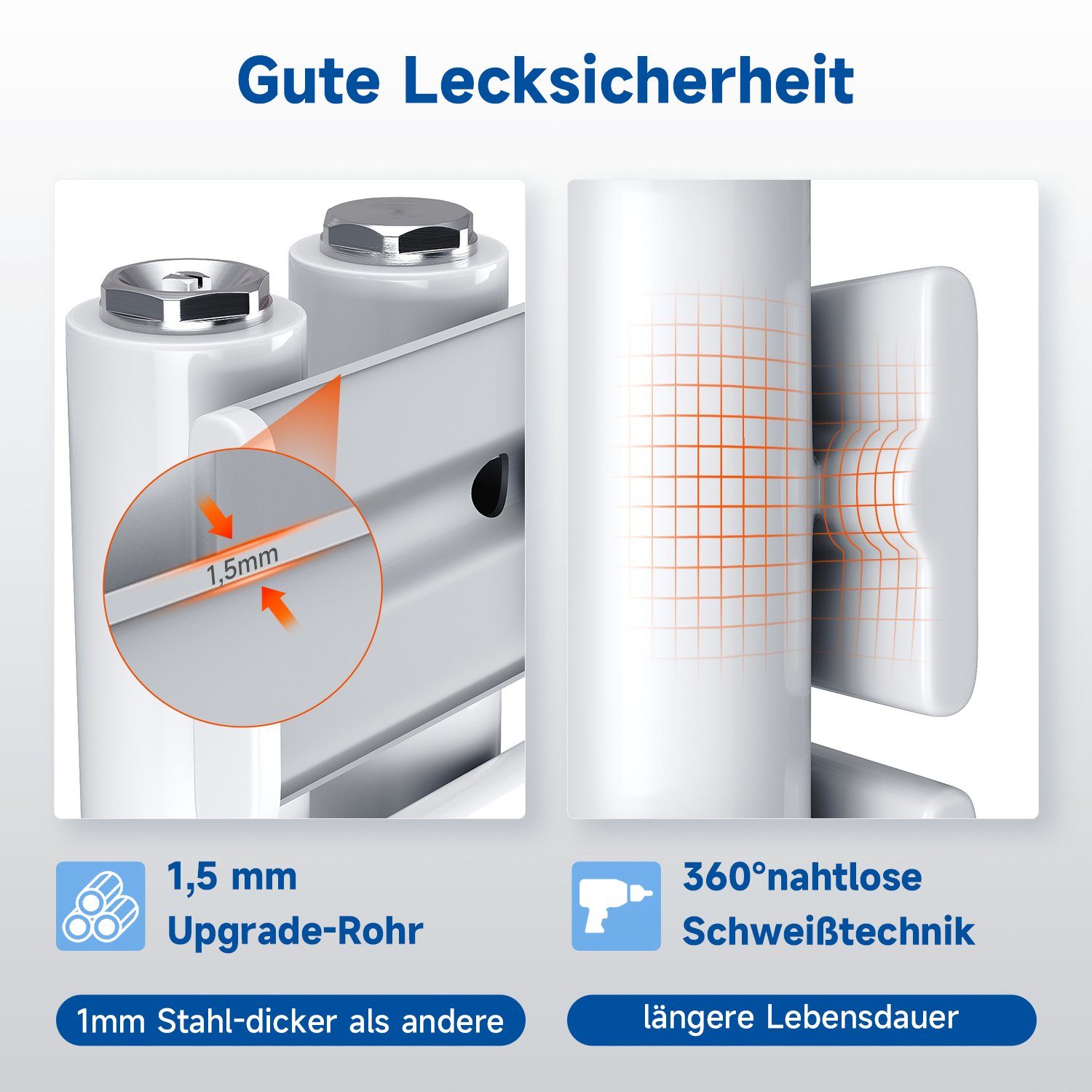 SONNI Badheizkörper Badheizkörper Weiß Handtuchtrockner Flach Badheizkörper, Paneelheizkörper Design Mittelanschluss seitlich – Bild 3 von 5