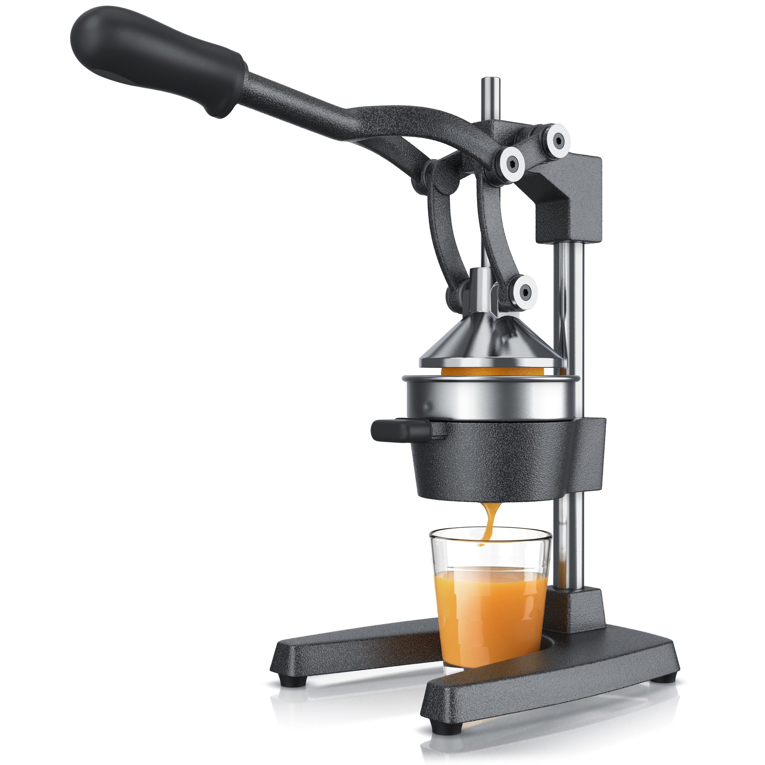Arendo Obstpresse Handentsafter Edelstahl, mechanischer Entsafter, Orangenpresse, Edelstahl, Saftpresse, für Orangen Pampelmusen Zitrusfrüchte, massive Bauweise