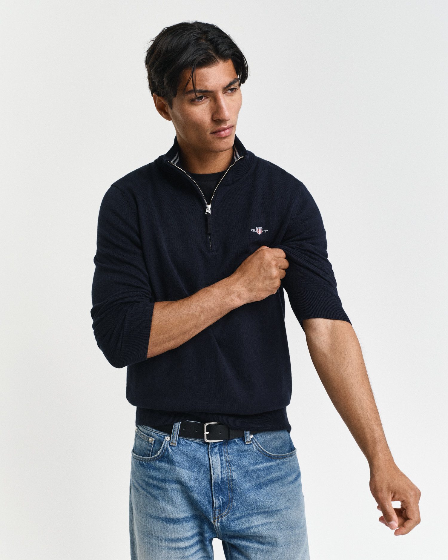 Gant Troyer CLASSIC COTTON HALF ZIP mit gerippten Details günstig online kaufen