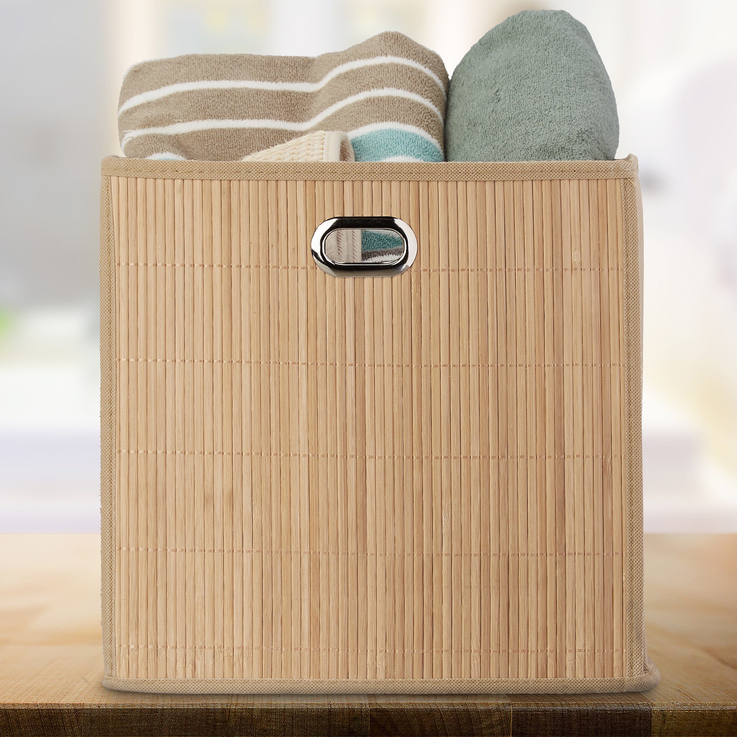 relaxdays Aufbewahrungskorb Bambus hoch, Natur günstig online kaufen