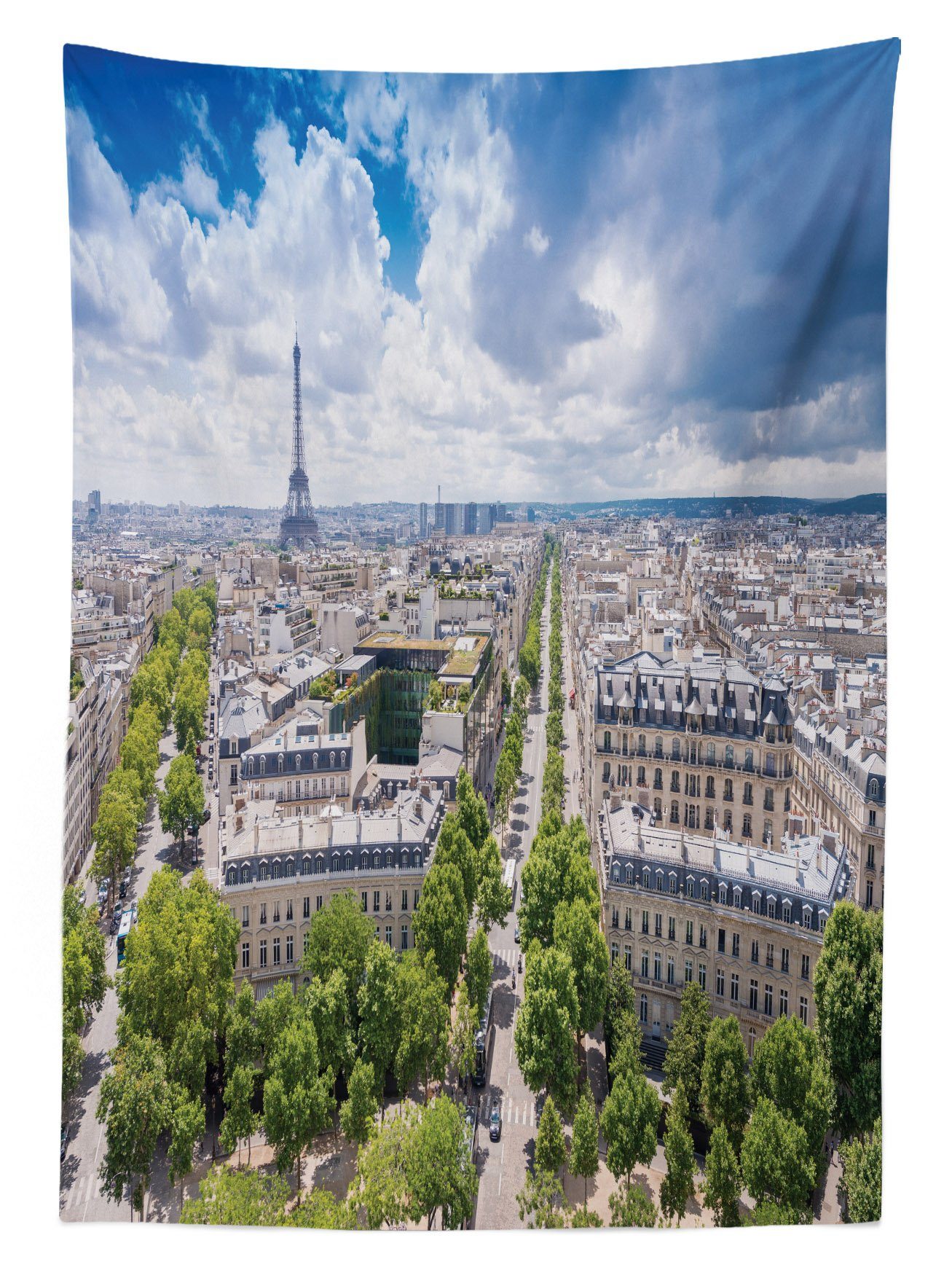 Außen Abakuhaus Eiffelturm Farbfest Farben, Bereich geeignet Klare Tischdecke Paris den Waschbar Für Luftaufnahme