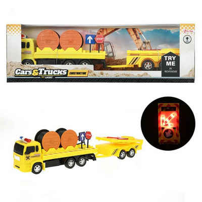 Toi-Toys Spielzeug-Krankenwagen Lastwagen Baufahrzeug mit Anhänger Warnlicht Straßenschilder