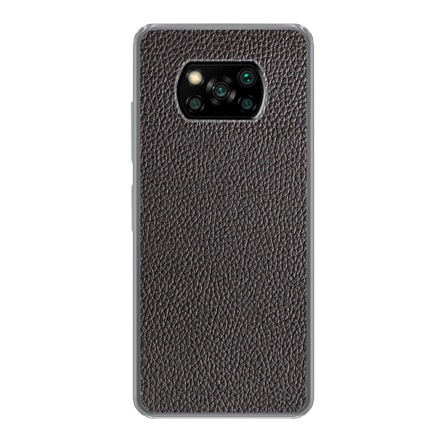 MuchoWow Handyhülle für Xiaomi Poco X3 Pro Leder - Lederoptik - Schwarz - Hell, Phone Case, Silikon, Schutzhülle Dünn