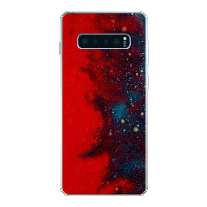 MuchoWow Handyhülle Tinte - abstrakt - rot - blau Phone Case Handyhülle Samsung Galaxy S10 Lite Silikon Schutzhülle