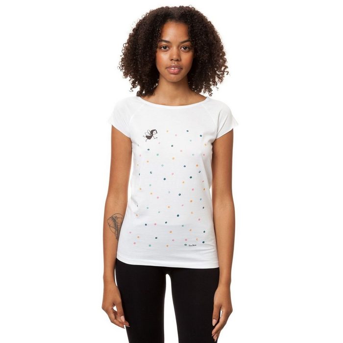 FellHerz Print-Shirt Damen Cap Sleeve T-Shirt Konfettimädchen aus Biobaumwolle