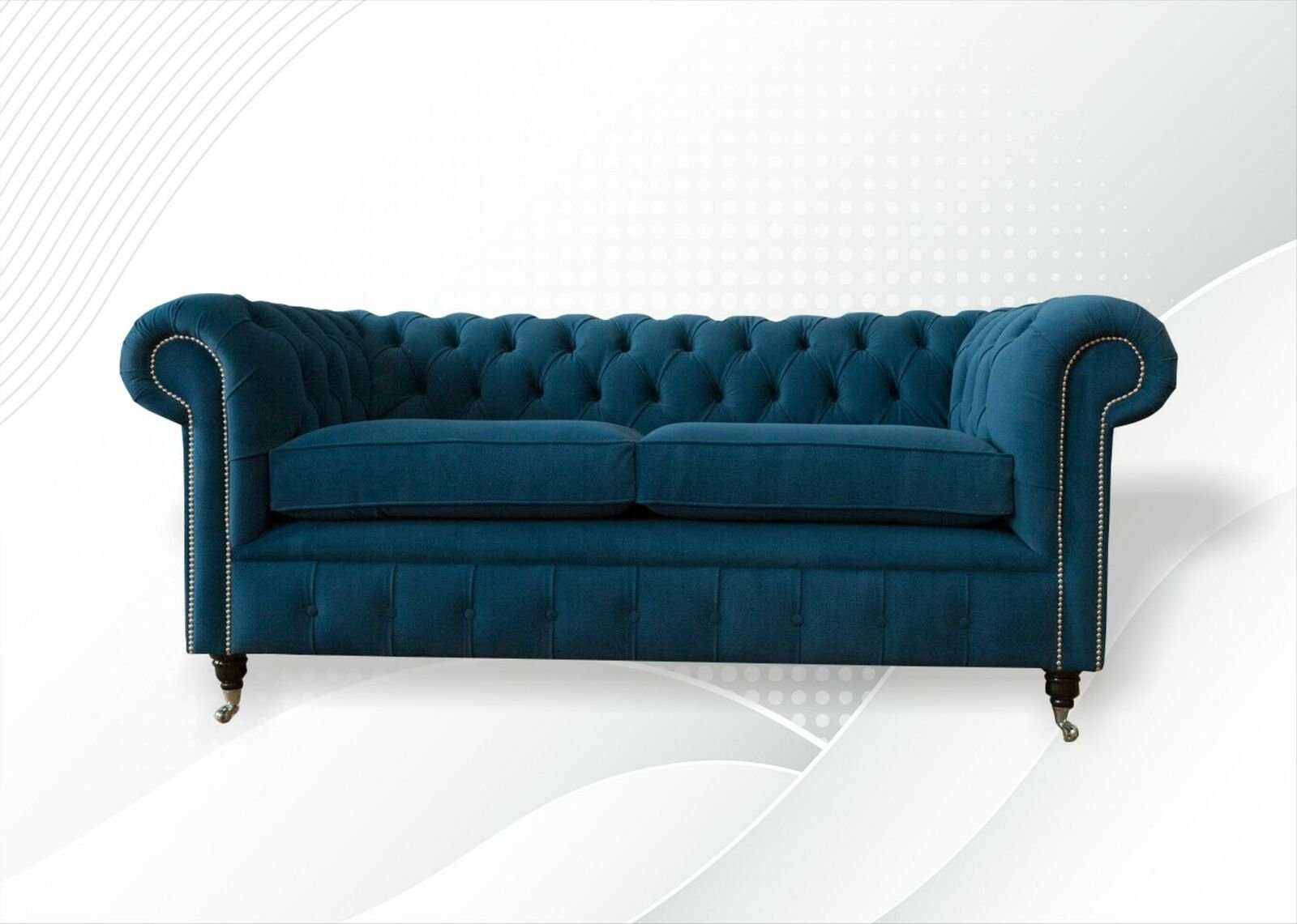 Sofas Chesterfield Polster Couch JVmoebel Textil Design Blaue Couchen Zweisitzer Sofas Chesterfield-Sofa,