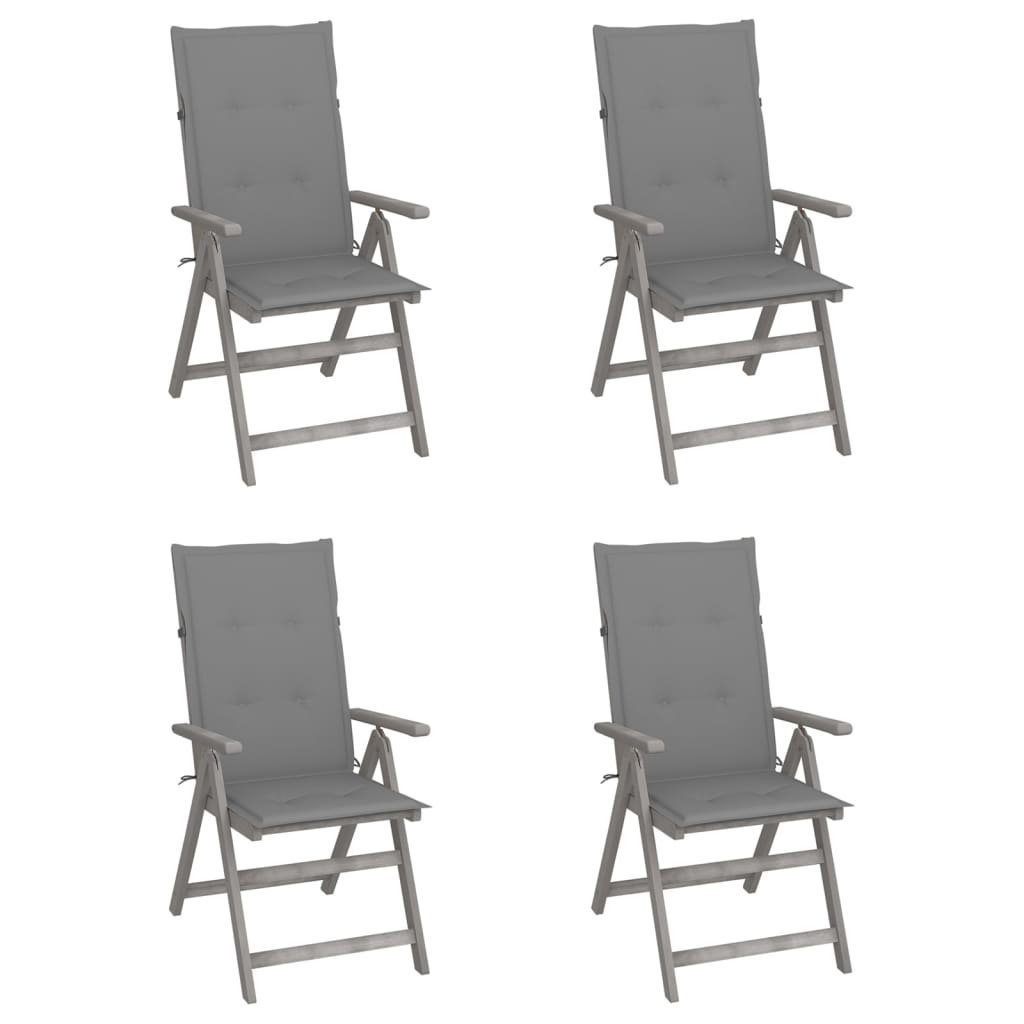 furnicato Gartenstuhl Verstellbare Gartenstühle 4 Stk. mit Auflagen Massivholz Akazie