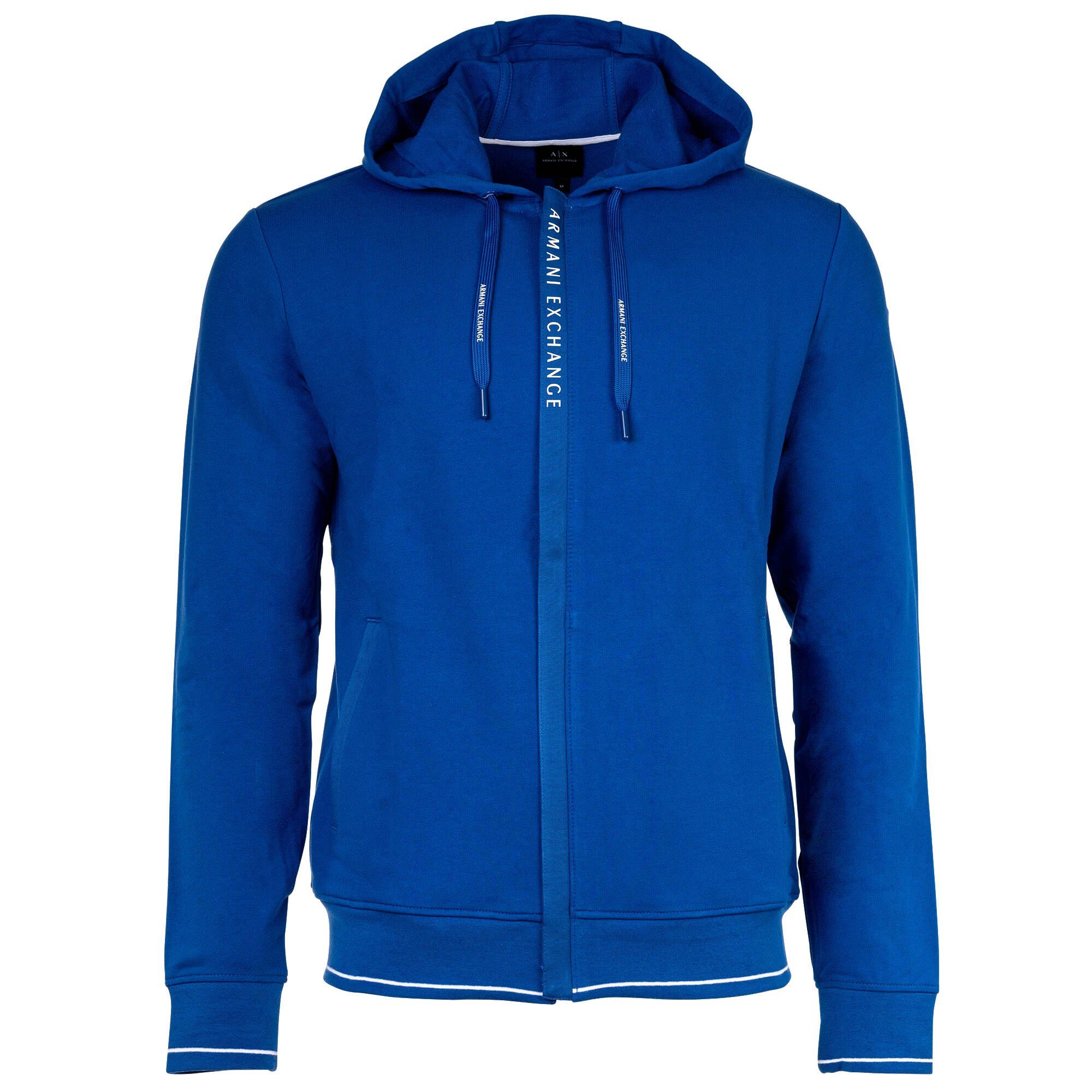 ARMANI EXCHANGE Logo Sweatshirtjacke, - Sweatshirt Jacke Baumwolle, Herren Blau