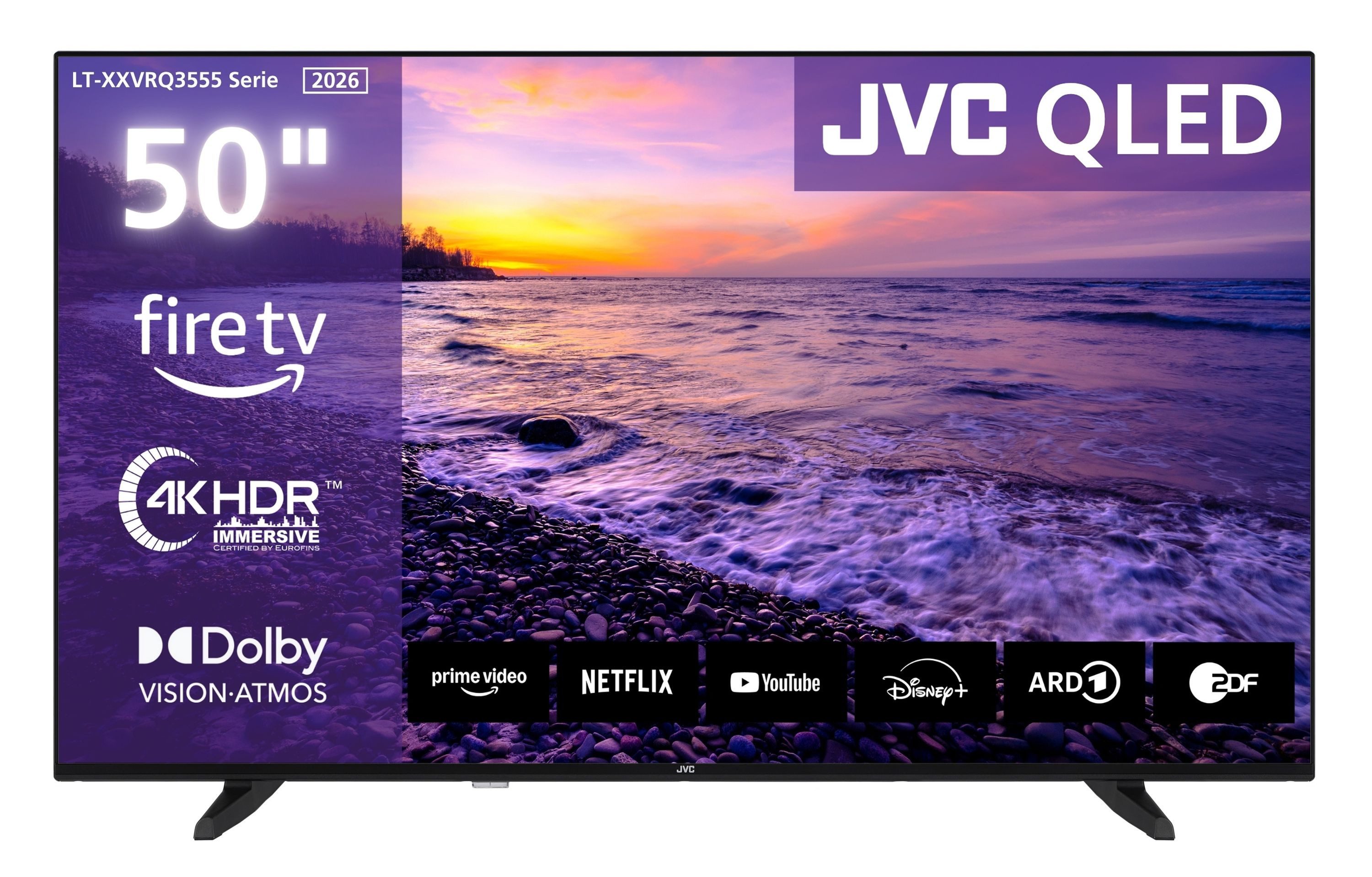 JVC LT-50VRQ3555 QLED-Fernseher (126 cm/50 Zoll, 4K Ultra HD, Fire TV, Fire TV / Smart TV, Dolby Vision HDR, Alexa Built-In, Triple-Tuner)