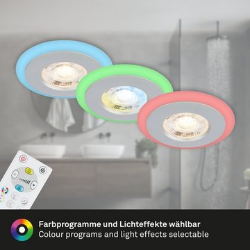 Briloner Leuchten LED Einbauleuchte 7040-034, LED fest verbaut, Farbwechsler, Kaltweiß, Neutralweiß, Tageslichtweiß, Warmweiß, 3er Set, RGB, CCT, dimmbar, Fernbedienung, chrom-matt