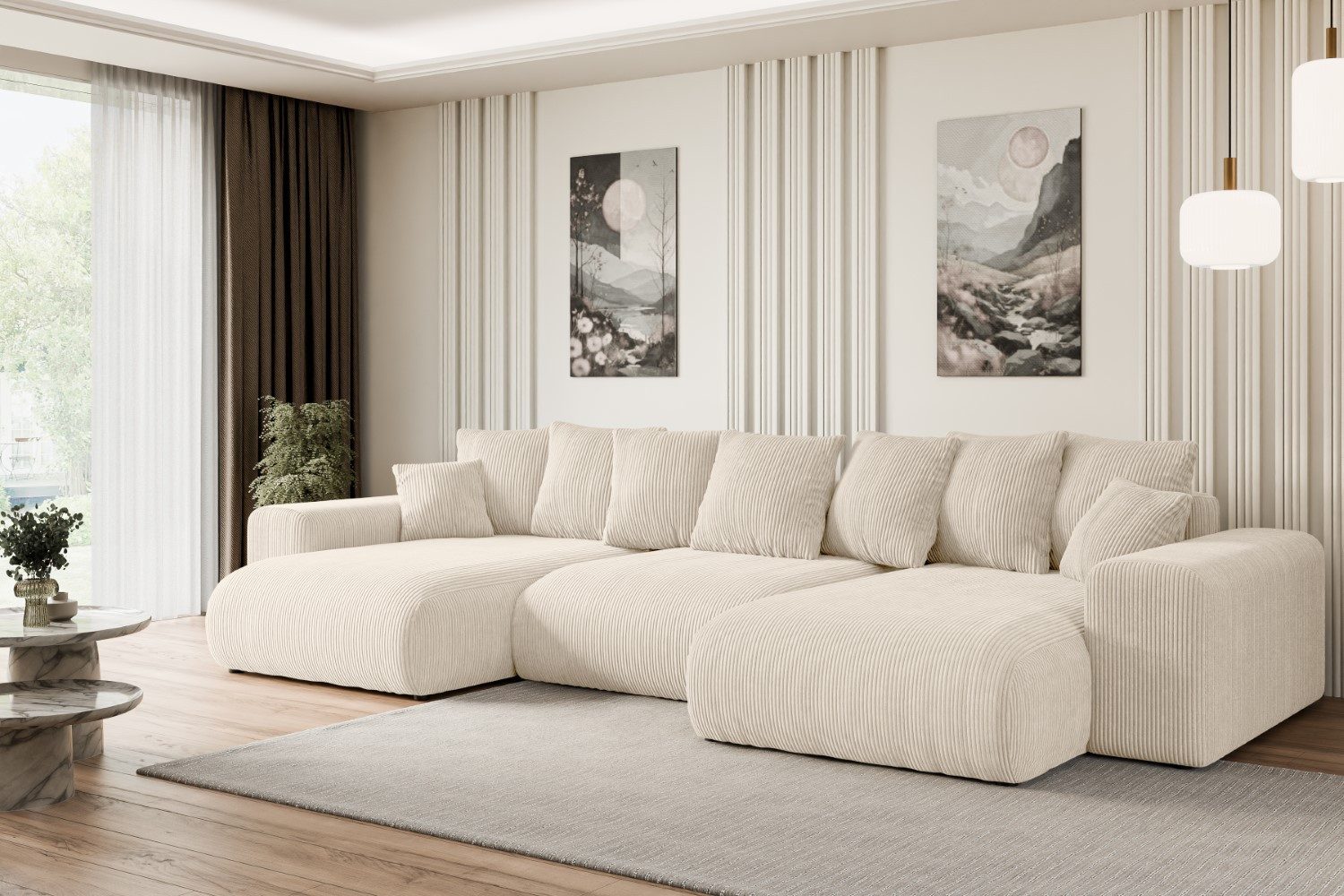ALTDECOR Wohnlandschaft ESKAR-U, Couch mit Schlaffunktion, Wohnzimmer - Wohnlandschaft, Corner Sofa Bett Eckcouch Couch L-Form Schlafcouch Ausziehbar