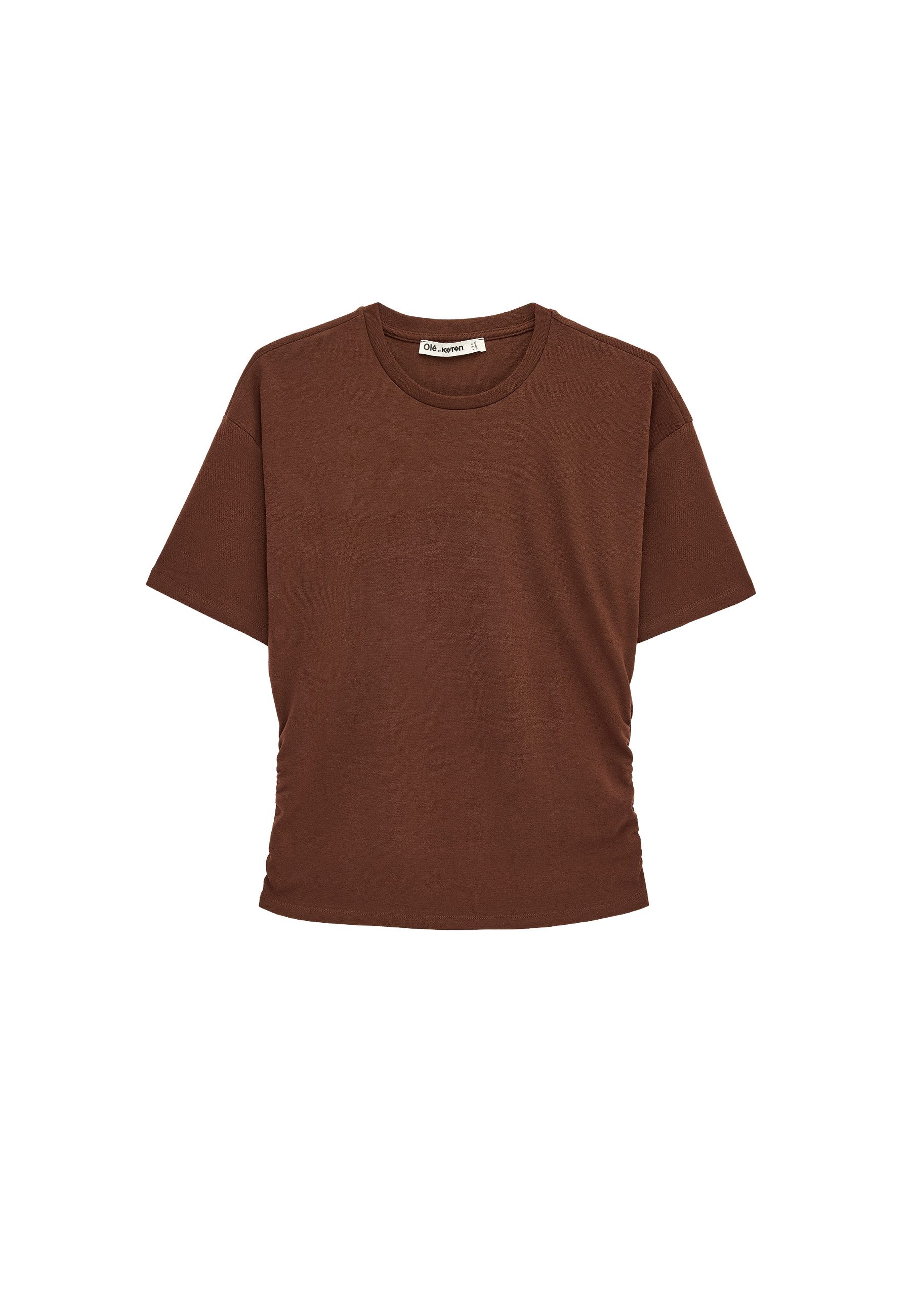 Koton T-Shirt Koton Baumwoll-T-Shirt Mit Raffung