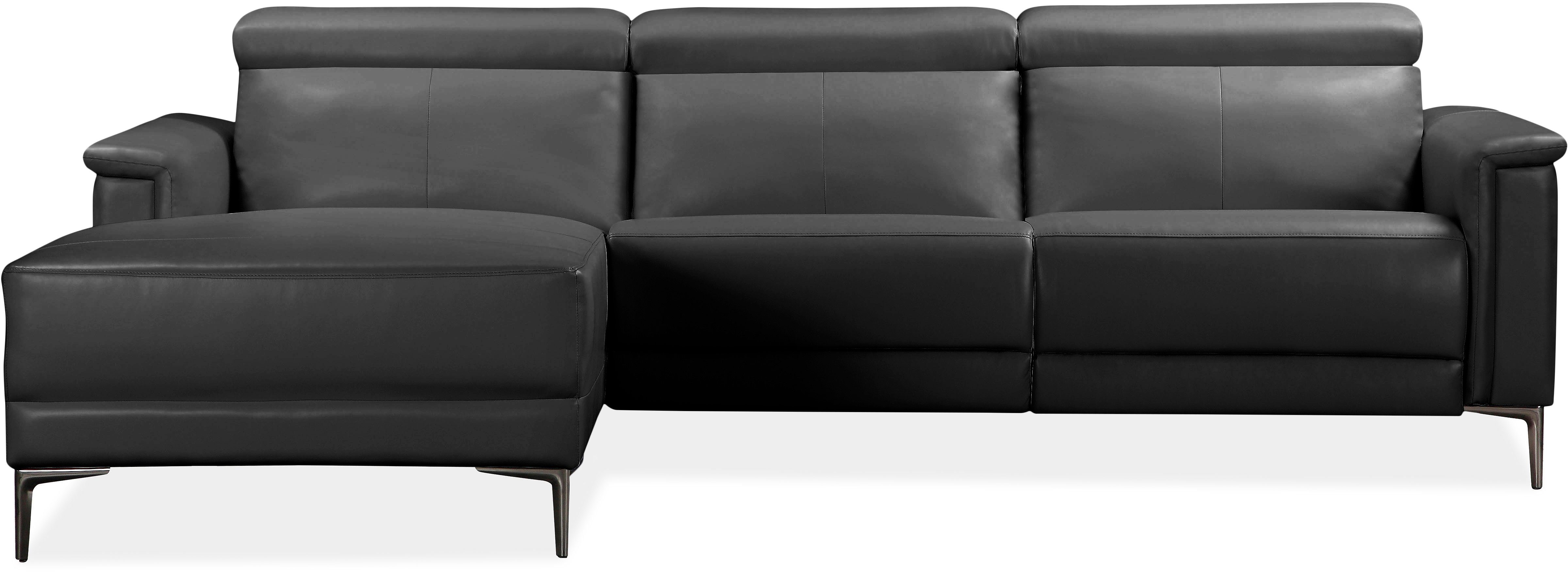 OTTO home Ecksofa LUND, Lederoptik, L-Form, 261cm, man./elektr. Relaxfunktion (USB-A), mit USB A-Anschluss bei elektrischer Variante und Kopfteilverstellung