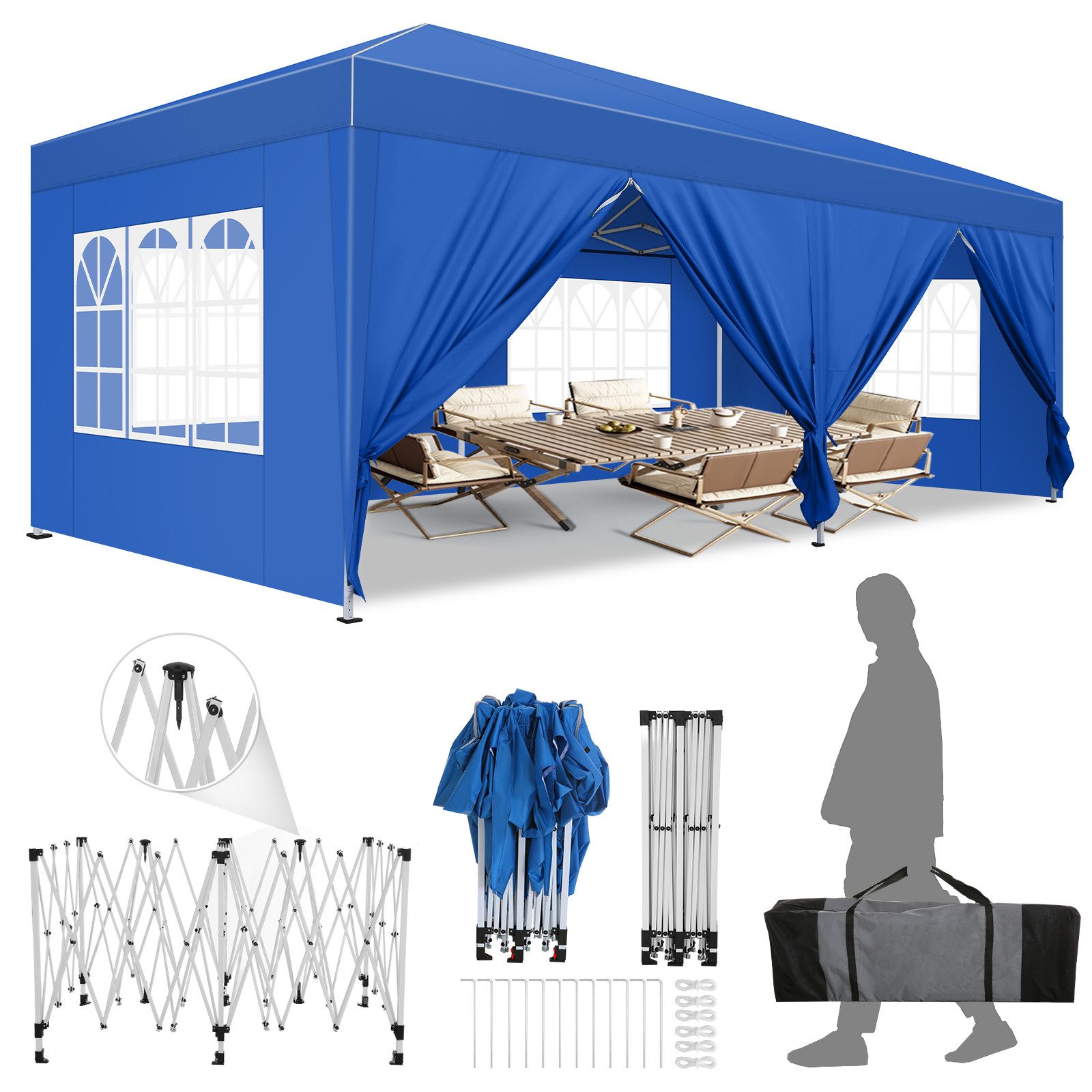 LUCKZON Pavillon 3x6m, wasserdicht&UV-Schutz 50+, inkl. günstig online kaufen