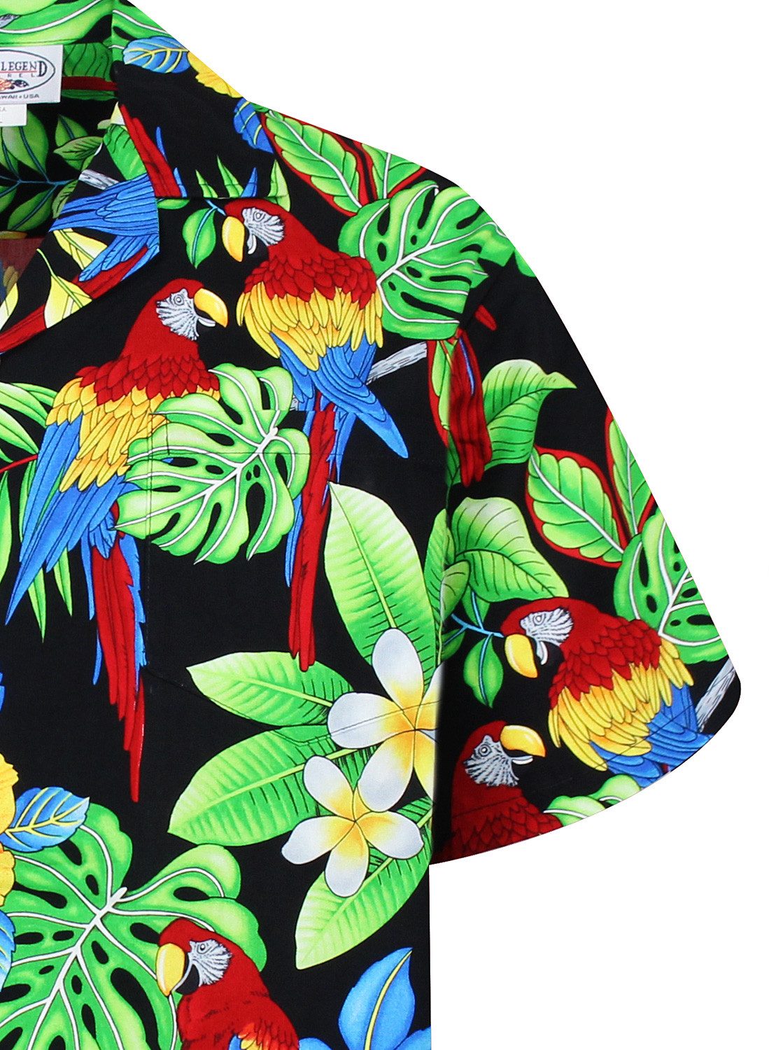 Pacific Legend Hawaiihemd Papagei Neu Original Hawaiihemd mit 100% Kokosnuss-Knöpfen