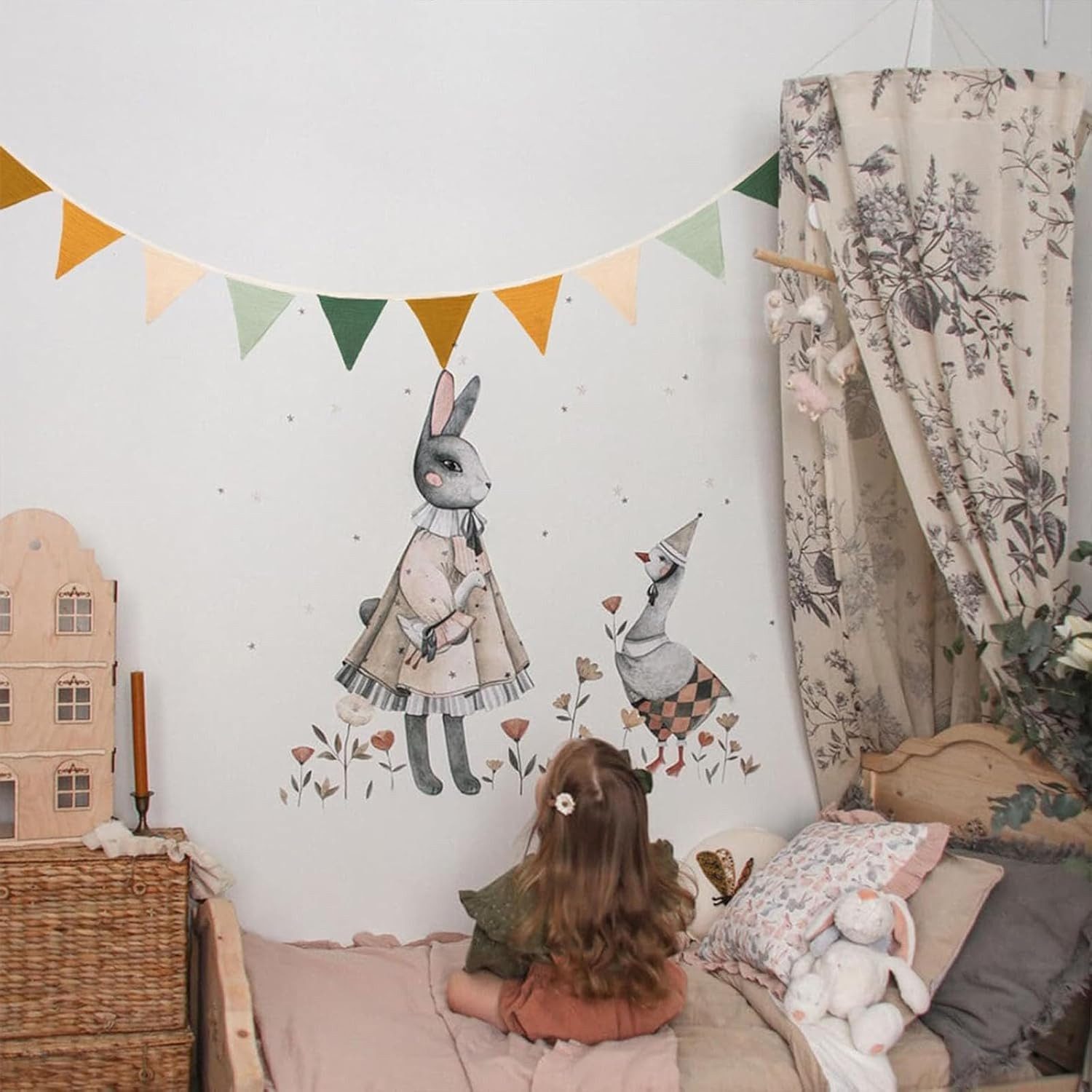 FELIXLEO Hängedekoration Morandi Grün Wimpelkette Kinderzimmer Deko Party Girlande Sto (3 St) – Bild 5 von 5