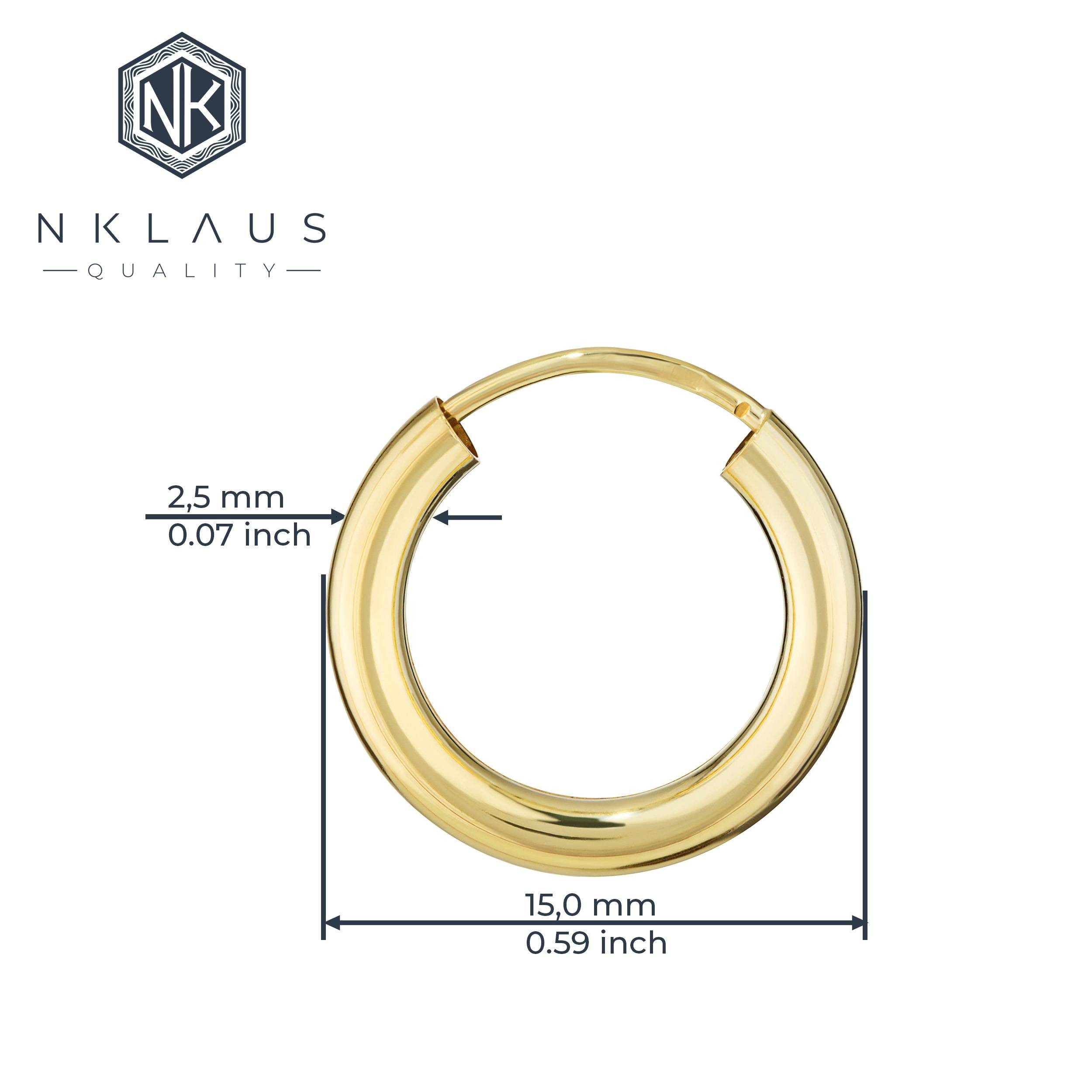 NKlaus Single-Creole Einzel 333 Gelb Gold Creole Ohrring Ohrschmuck Run