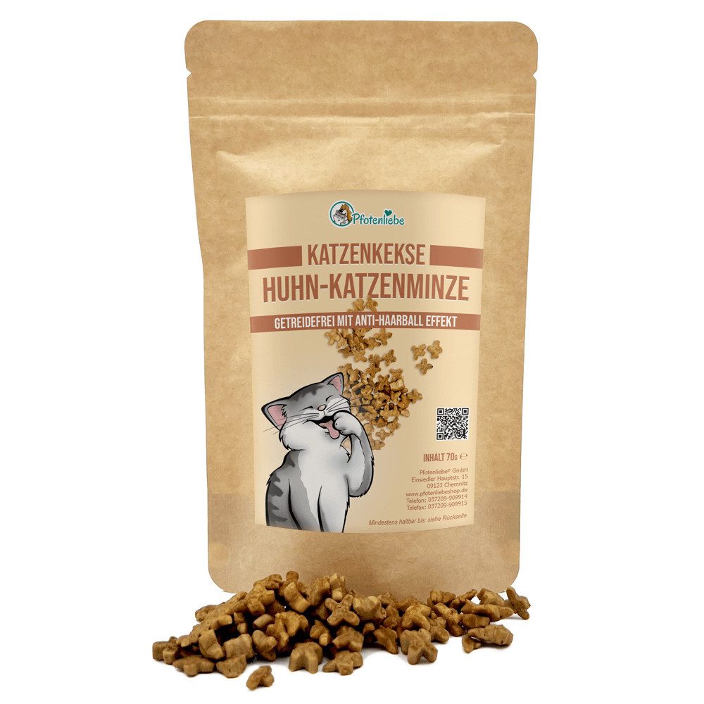 Pfotenliebe Katzenkekse Huhn & Katzenminze - getreidefrei, Snack für: Katzen, getreidefrei, Anti-Haarball-Effekt