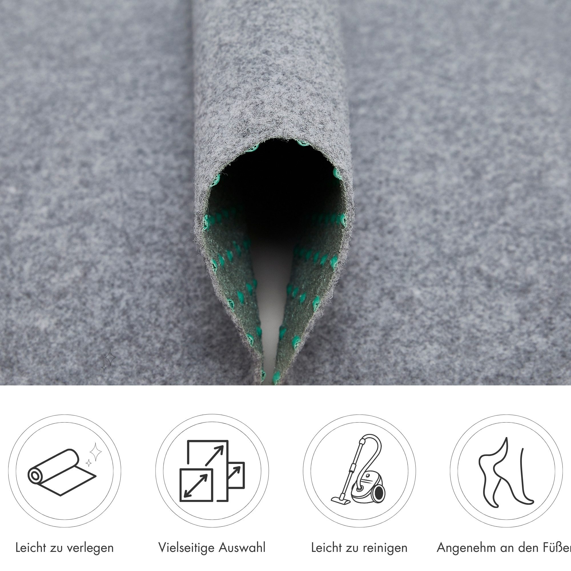 Andiamo Kunstrasen Field, Gesamthöhe 4 mm, Made in Belgium, rechteckig, für Balkon & Terrasse, mit Drainage-Noppen, Nadelfilz-Optik