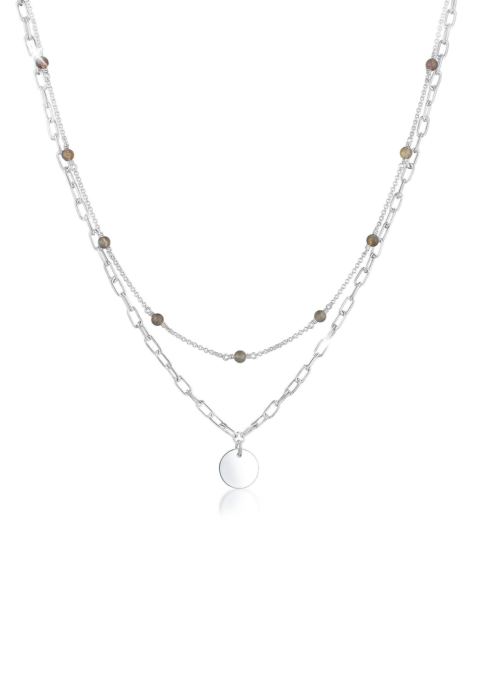 Collierkettchen Layer Gliederkette Labradorit 925 Sterling Silber