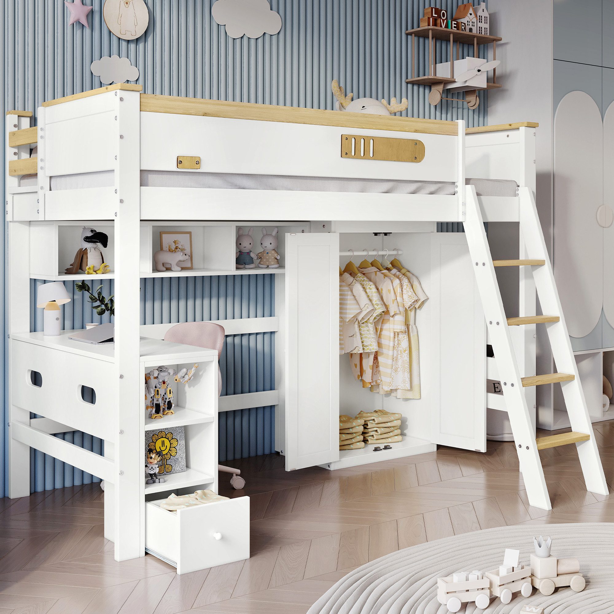 Flieks Hochbett Kinderbett 90x200cm mit offenen günstig online kaufen
