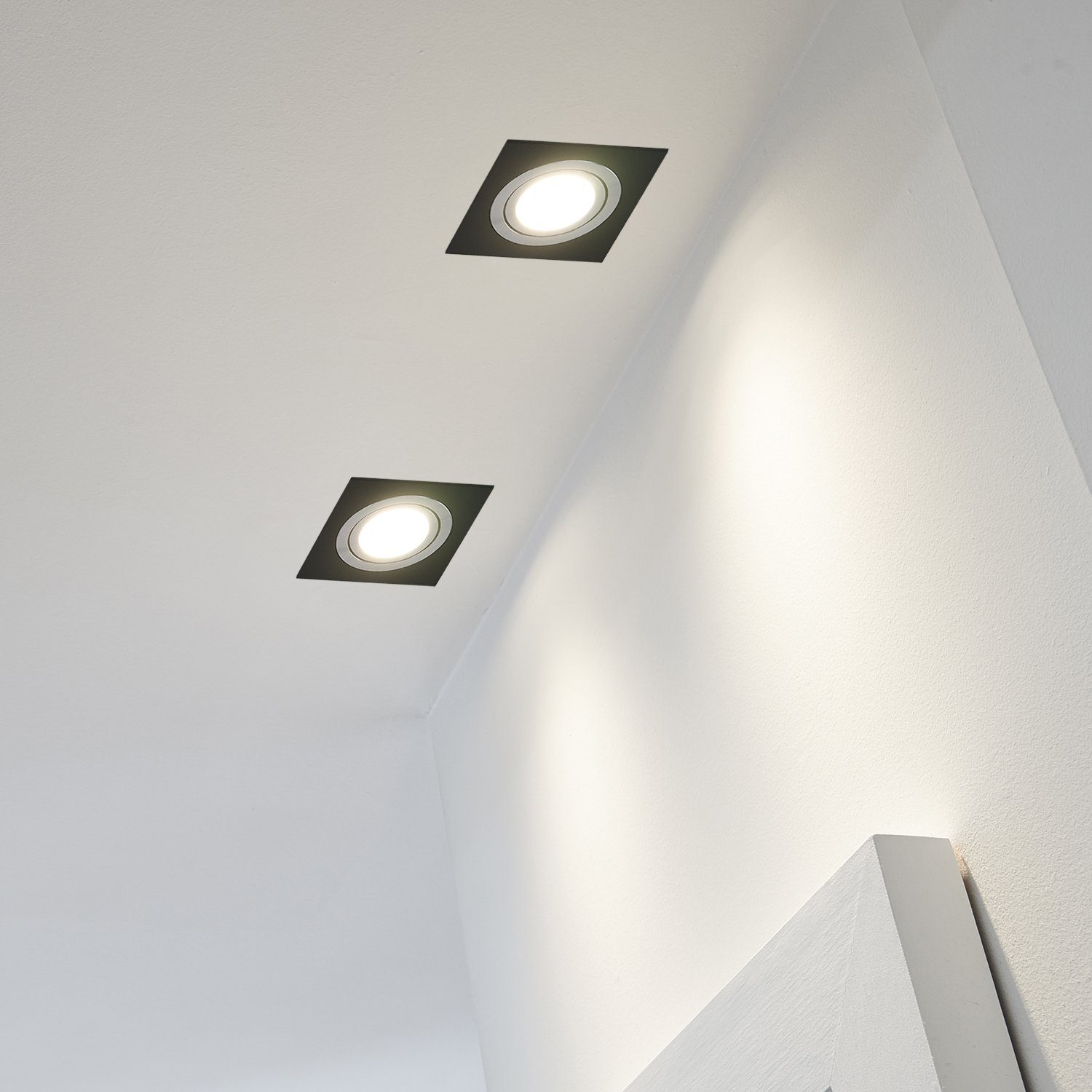 LEDANDO LED Einbaustrahler 10er von LED 5W Einbaustrahler LED schwarz in LEDA extra flach Set mit