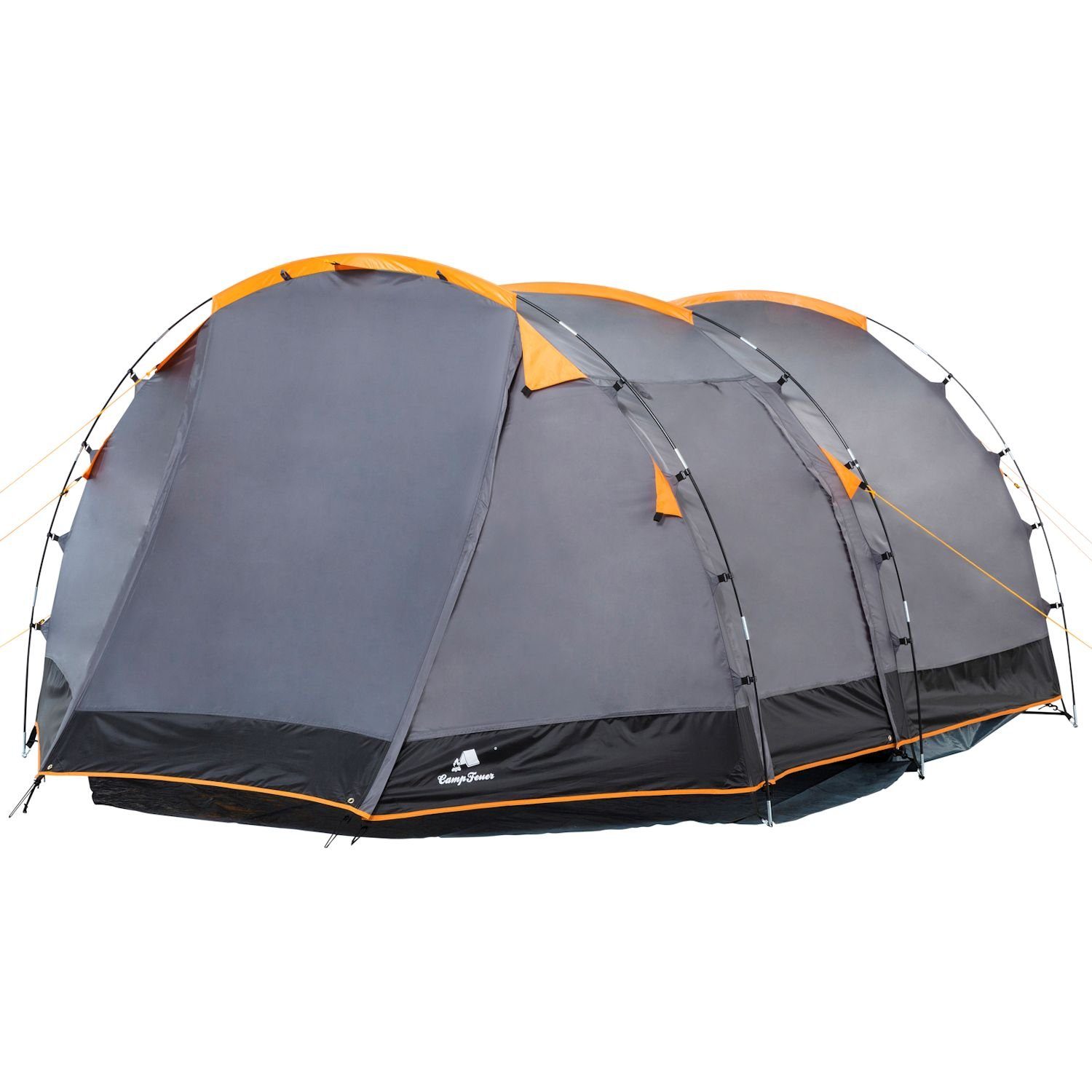 CampFeuer Kuppelzelt Zelt Super+ für 4 Personen, Grau / Schwarz, 3000 mm  Wassersäule, Personen: 4