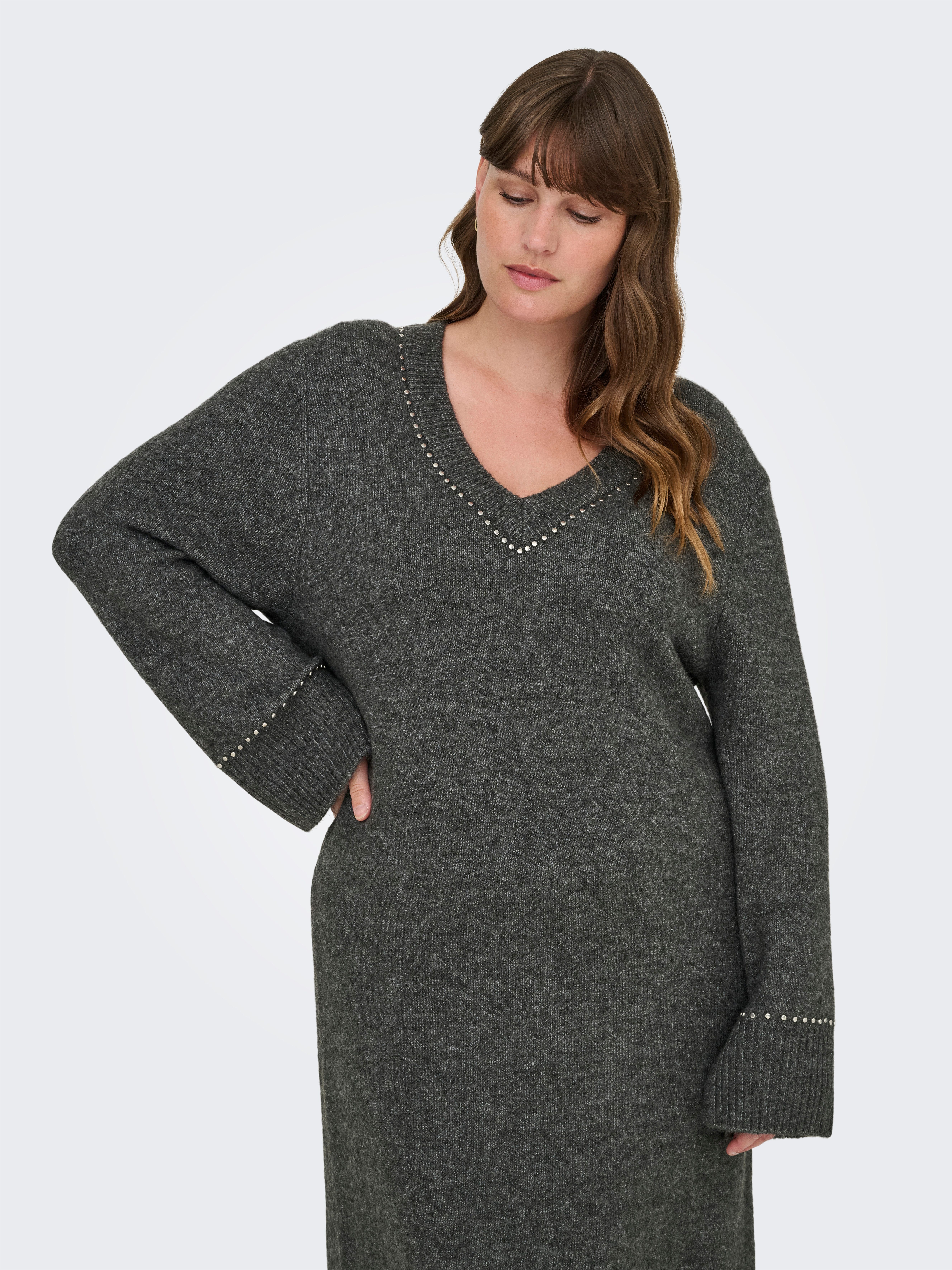 ONLY CARMAKOMA Strickkleid CARELSIE LS STUDS günstig online kaufen