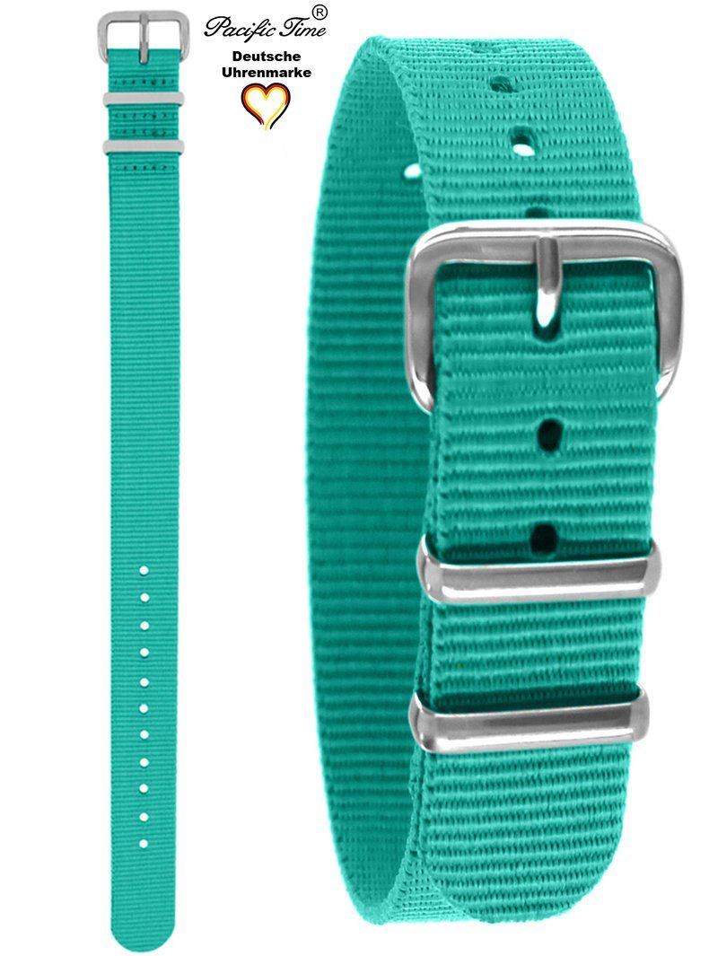 Pacific Time Uhrenarmband Wechselarmband Textil Nylon 16mm, Gratis Versand