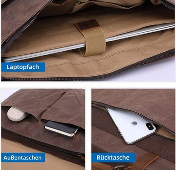 REDOM Henkeltasche Umhängetasche Handtasche Leder Canvas Tragetasche Aktentasche Tasche (Schultertasche Arbeitstasche Messenger-Tasche Top Griff Schultergurt, Ledertasche, Unitasche, Bürotasche, Freizeittasche, Vintage), für Herren Frauen Jungen Freizeit Arbeit Business Schule Büro Reisen