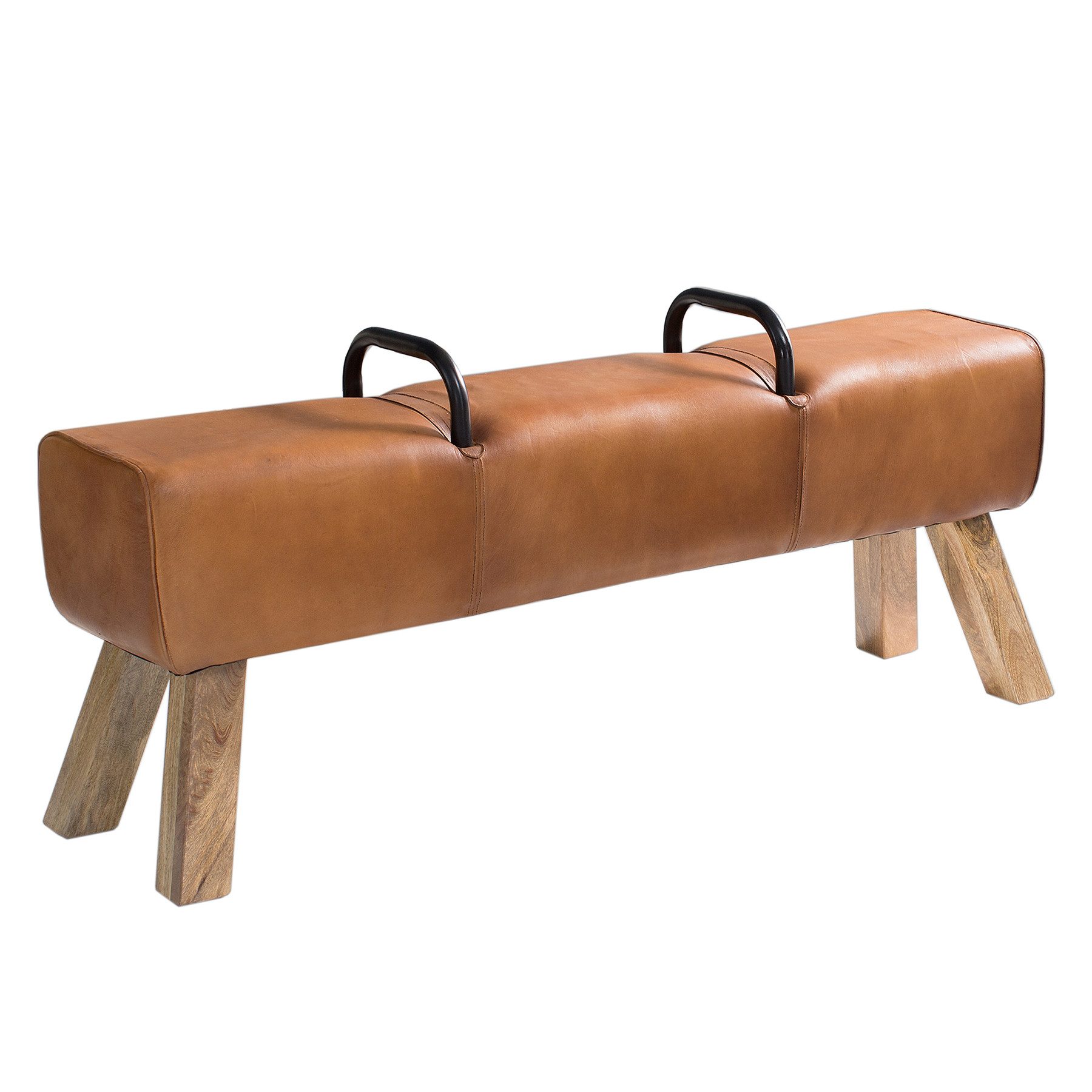 riess-ambiente Sitzbank TURNBOCK 134cm hellbraun, mit Echtleder-Bezug