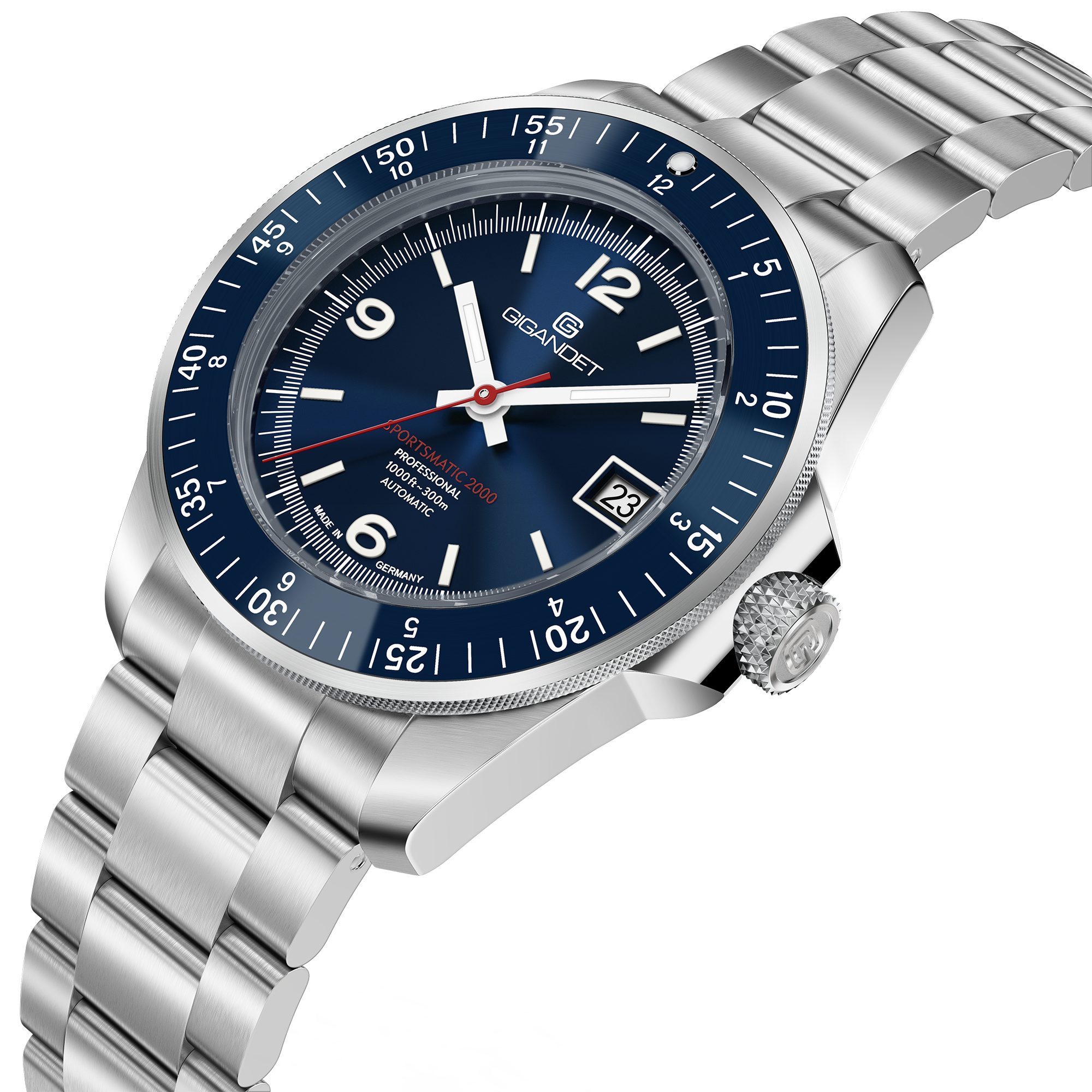 Gigandet Automatikuhr Made in Germany, Saphirglas, Sportsmatic 2000 Automatik - G2000-002M-C G2000-002M-C, Made in Germany, Saphirglas, Keramiklünette, Swiss SuperLuminova