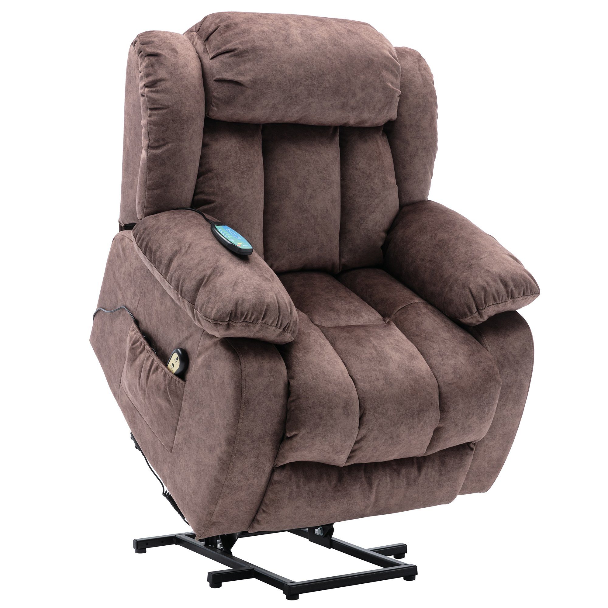 Merax TV-Sessel, Massagesesel mit Wärme und Vibration, USB-verstellbar, beheizt Braun
