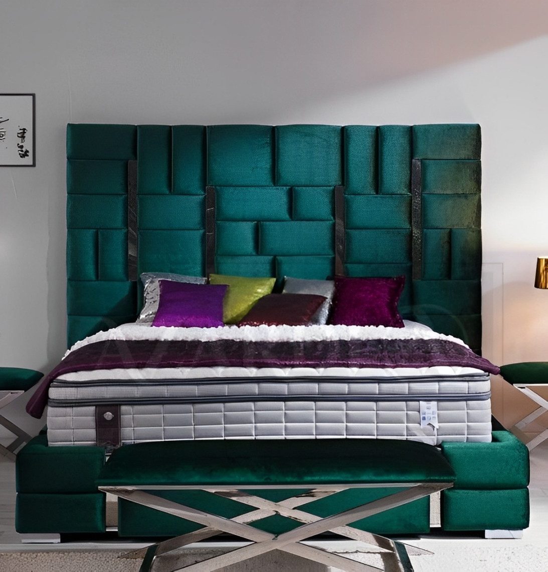 Xlmoebel Bett Samt-Doppelbett Design-Ehebett für Schlafzimmer günstig online kaufen