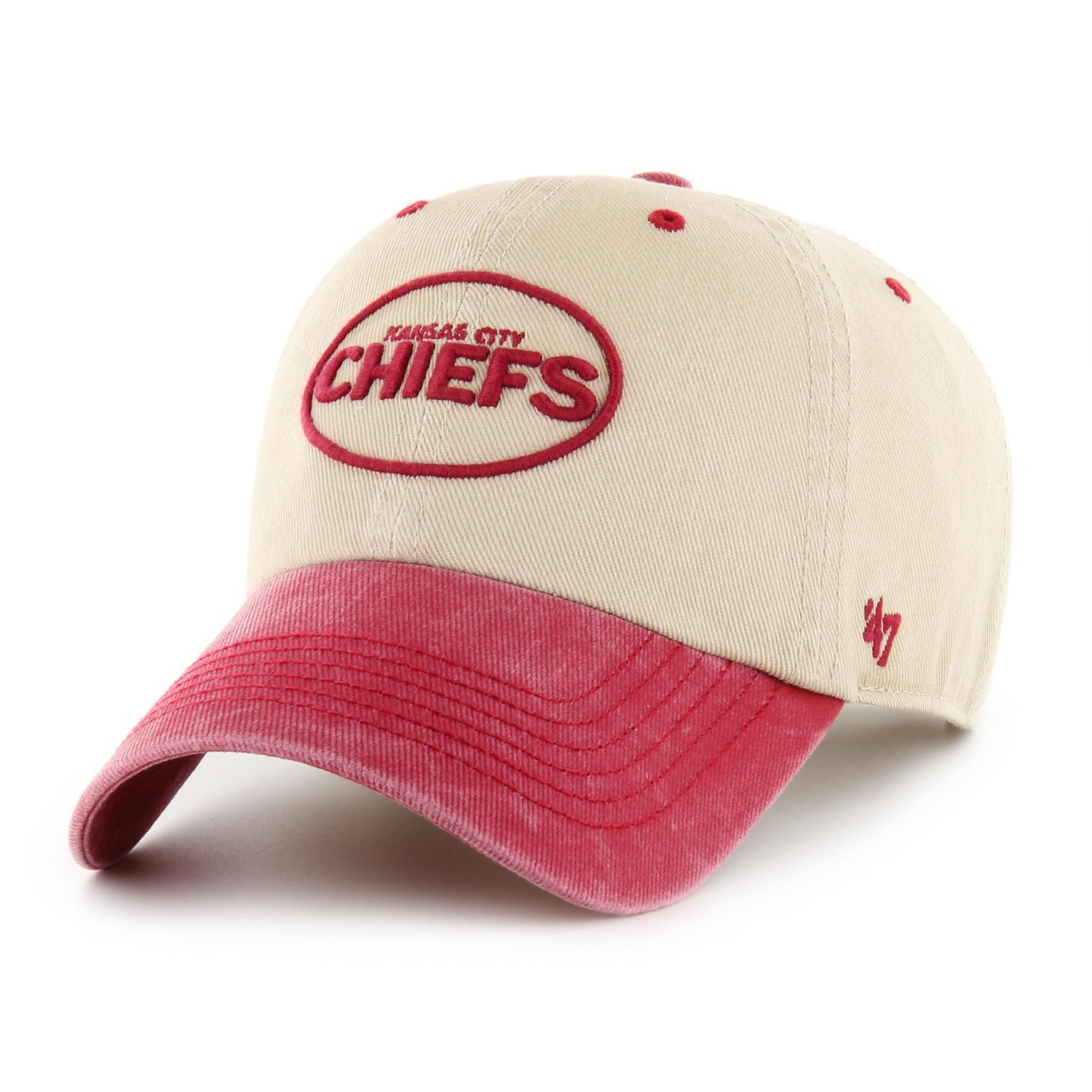 Baseball Cap '47 Brand Cap NFL Kansas City Chiefs BREAKING TRAIL Clean Up Natural