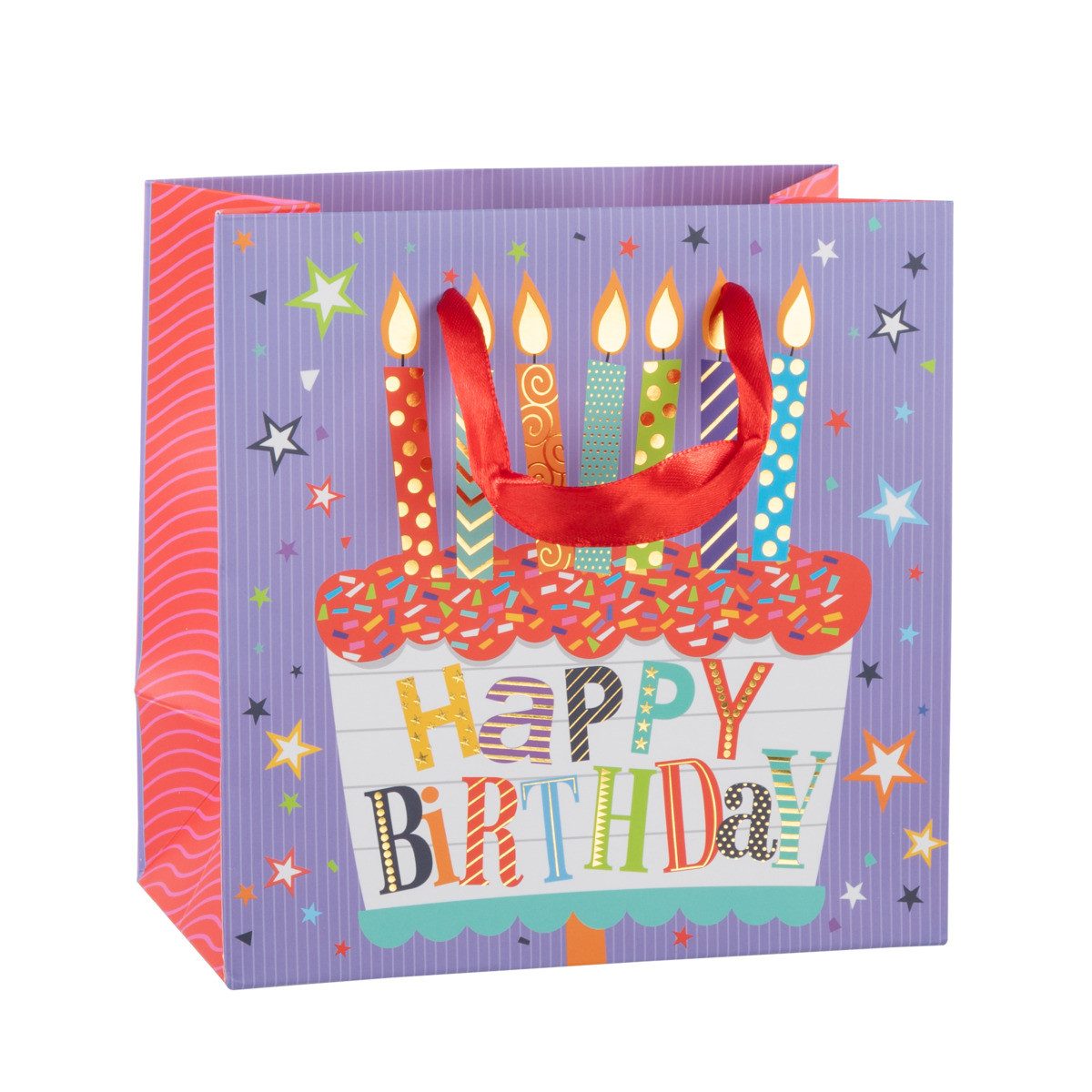 Idena Tragetasche Geschenktasche - Geburtstag, Kerzen, 16 x 16 x 9 cm, 210g/m²