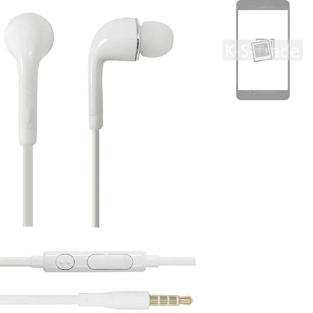 K-S-Trade für Samsung Galaxy S22 Ultra In-Ear-Kopfhörer (Kopfhörer Headset mit Mikrofon u Lautstärkeregler weiß 3,5mm)