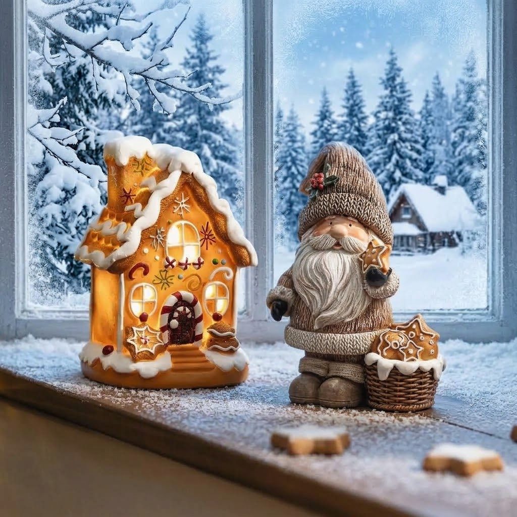 Home-trends24.de Weihnachtsfigur Lebkuchen LED Haus Santa Weihnachtsmann Deko Figur Weihnachten (1 St)