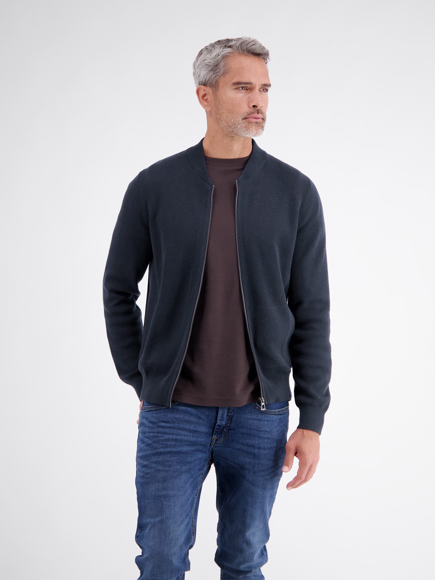 LERROS Strickjacke Strickjacke aus Baumwollstrick mit dezent flachem Kragen